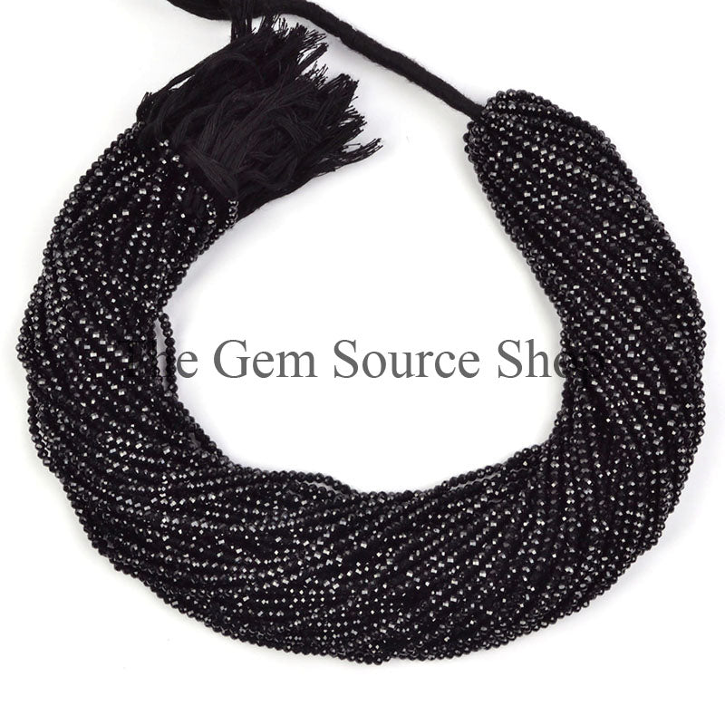 Black Spinel Beads, Black Spinel Rondelle Beads, Black Spinel Faceted Beads, Wholesale Gemstone Beads
