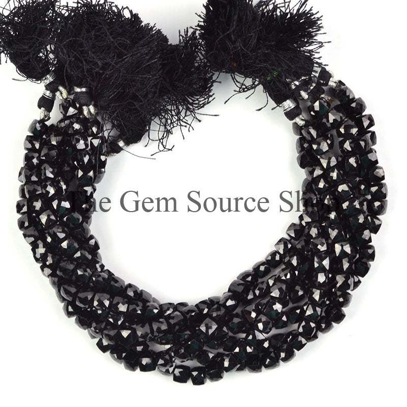 Natural Black Spinel Beads, Faceted Box Shape Beads, Faceted Black Spinel Gemstone Beads