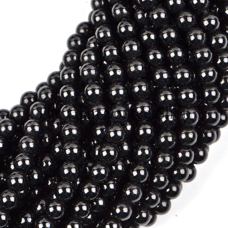 Black Spinel Beads, Black Spinel Smooth Beads, Round Shape Beads, Wholesale Gemstone Beads