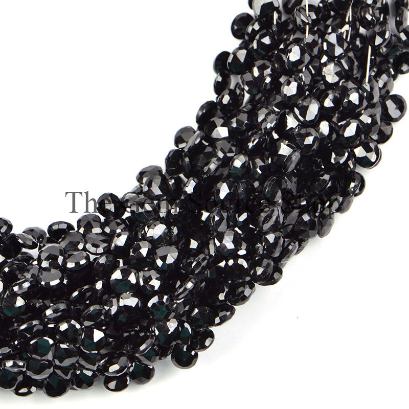 Black Spinel Beads, Faceted Heart Beads, Side Drill Heart Beads, Black Spinel Gemstone Beads