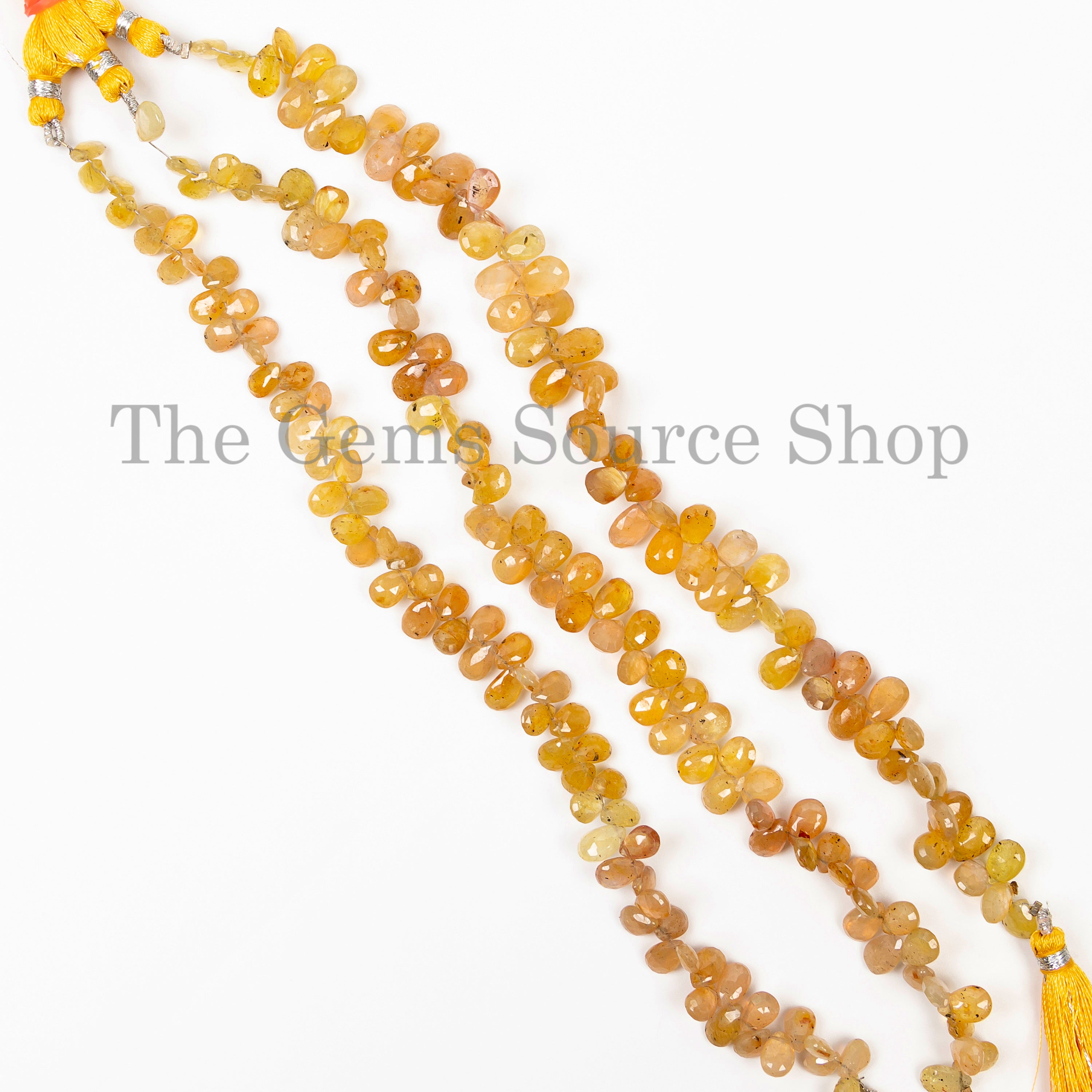 Yellow Sapphire Faceted Pear Beads, 5X7-6X8mm Natural Sapphire Faceted Pear Shape Beads for Jewelry Making. TGS-5050