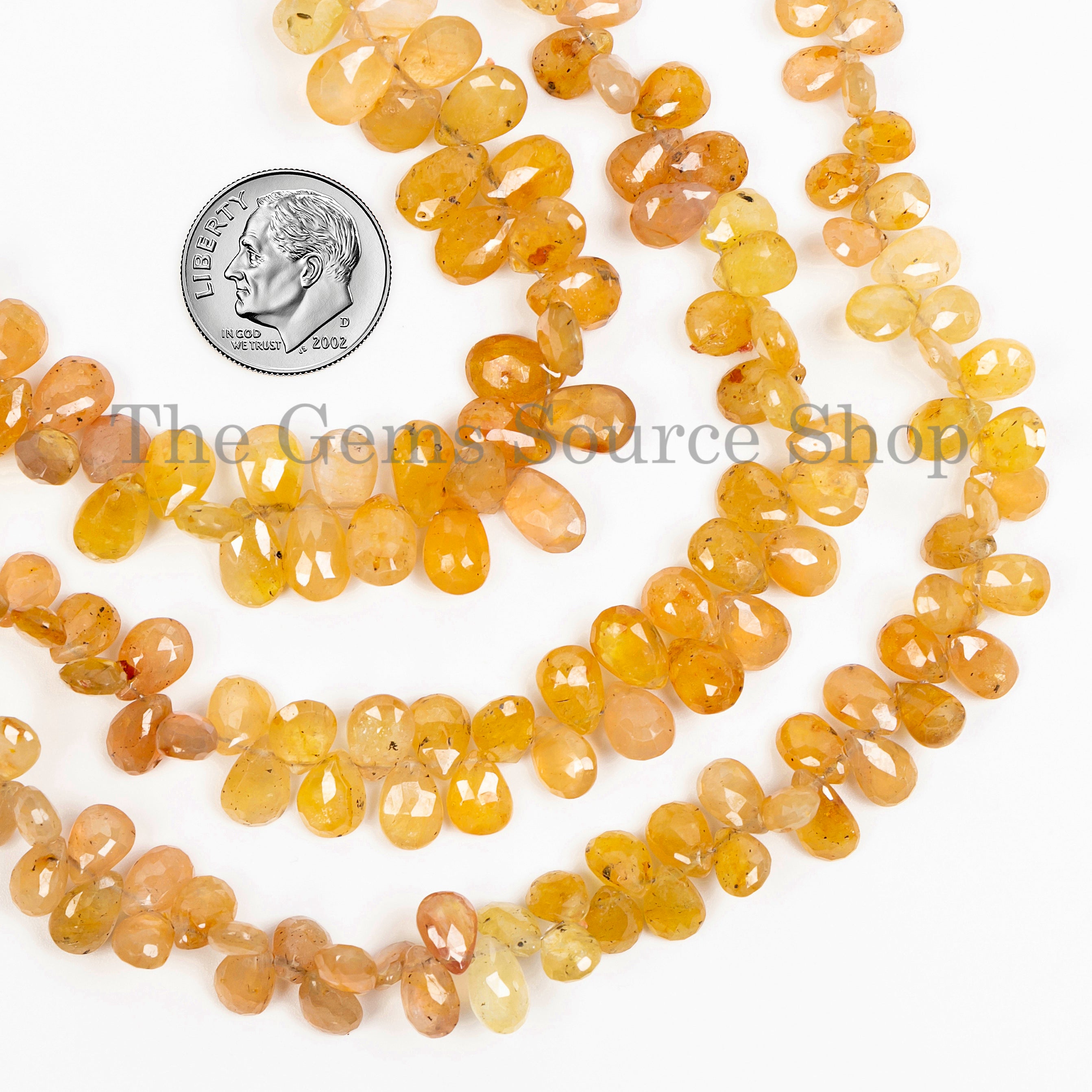 Yellow Sapphire Faceted Pear Beads, 5X7-6X8mm Natural Sapphire Faceted Pear Shape Beads for Jewelry Making. TGS-5050