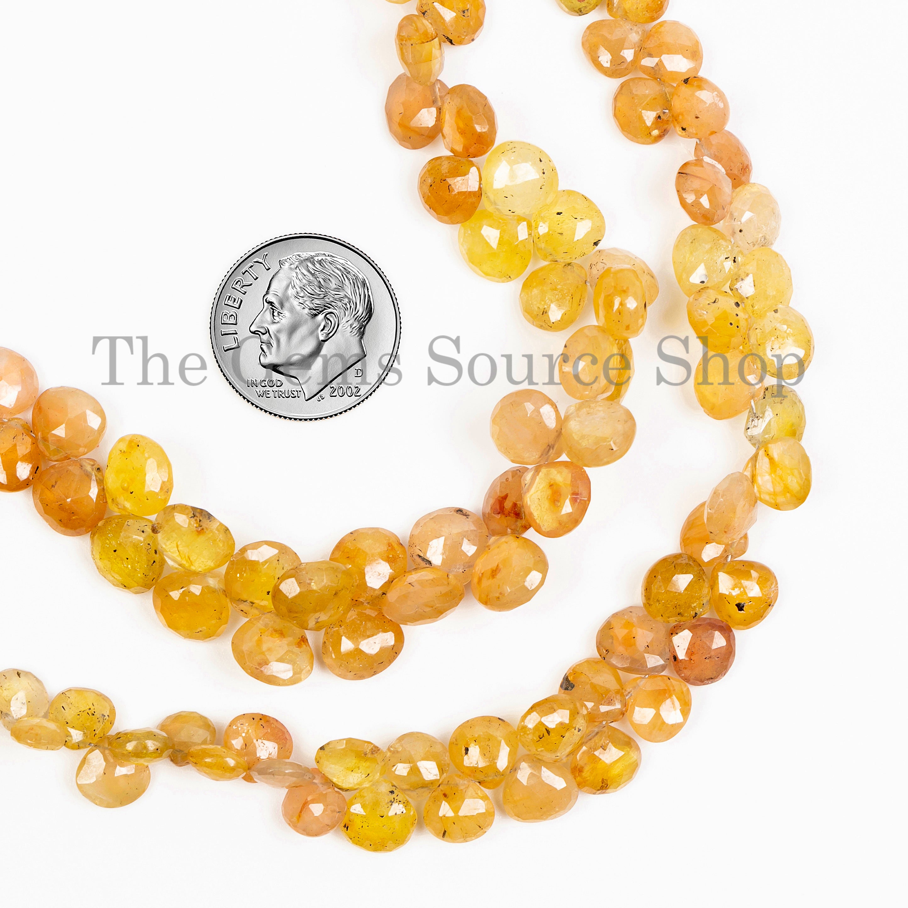 Yellow Sapphire Faceted Heart Beads, Heart Shape Sapphire Beads, Natural Sapphire Beads for Jewelry Making. TGS-5051