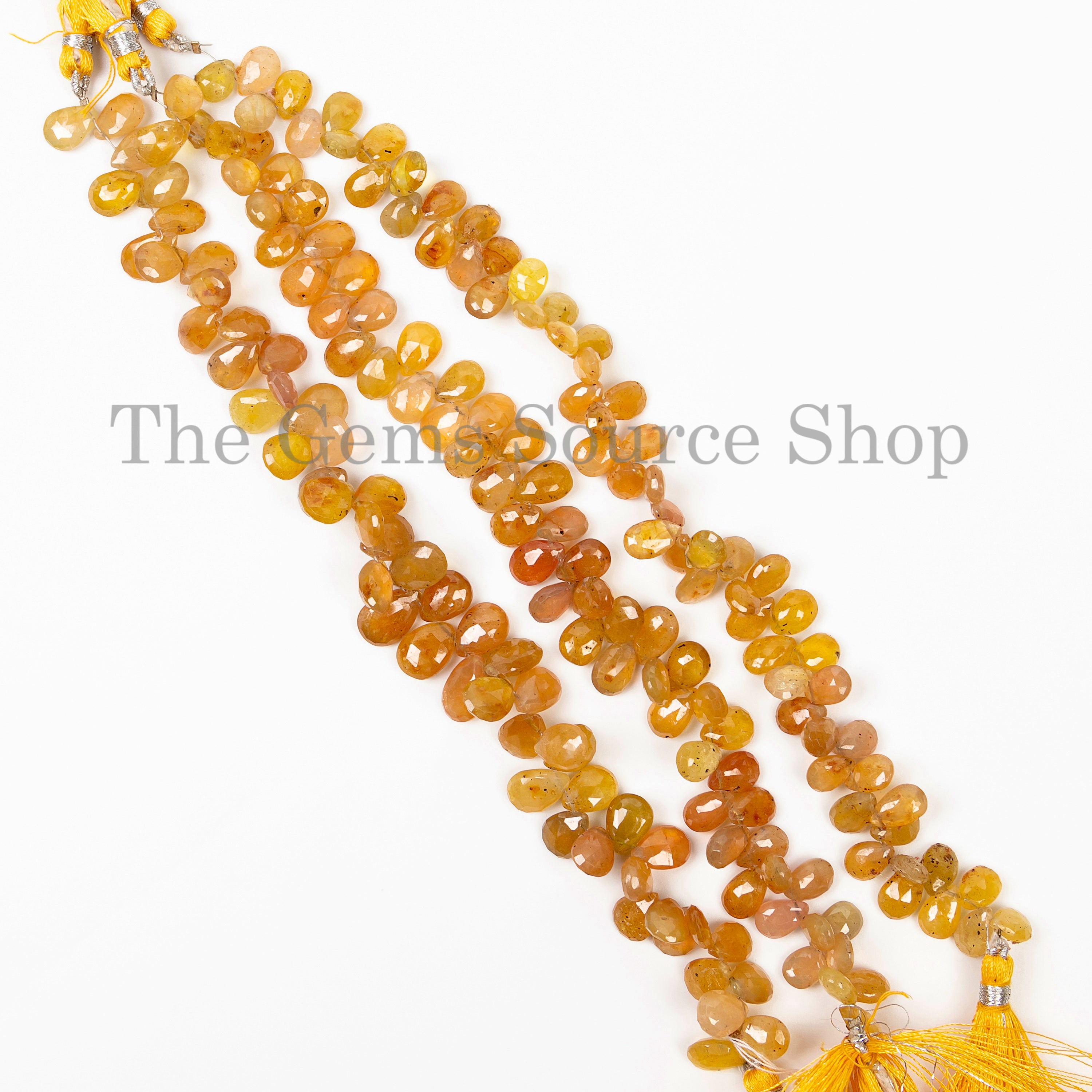 Yellow Sapphire Faceted Pear Beads, 6X8-8X11mm Natural Sapphire Pear Shape Beads for Jewelry Making. TGS-5049