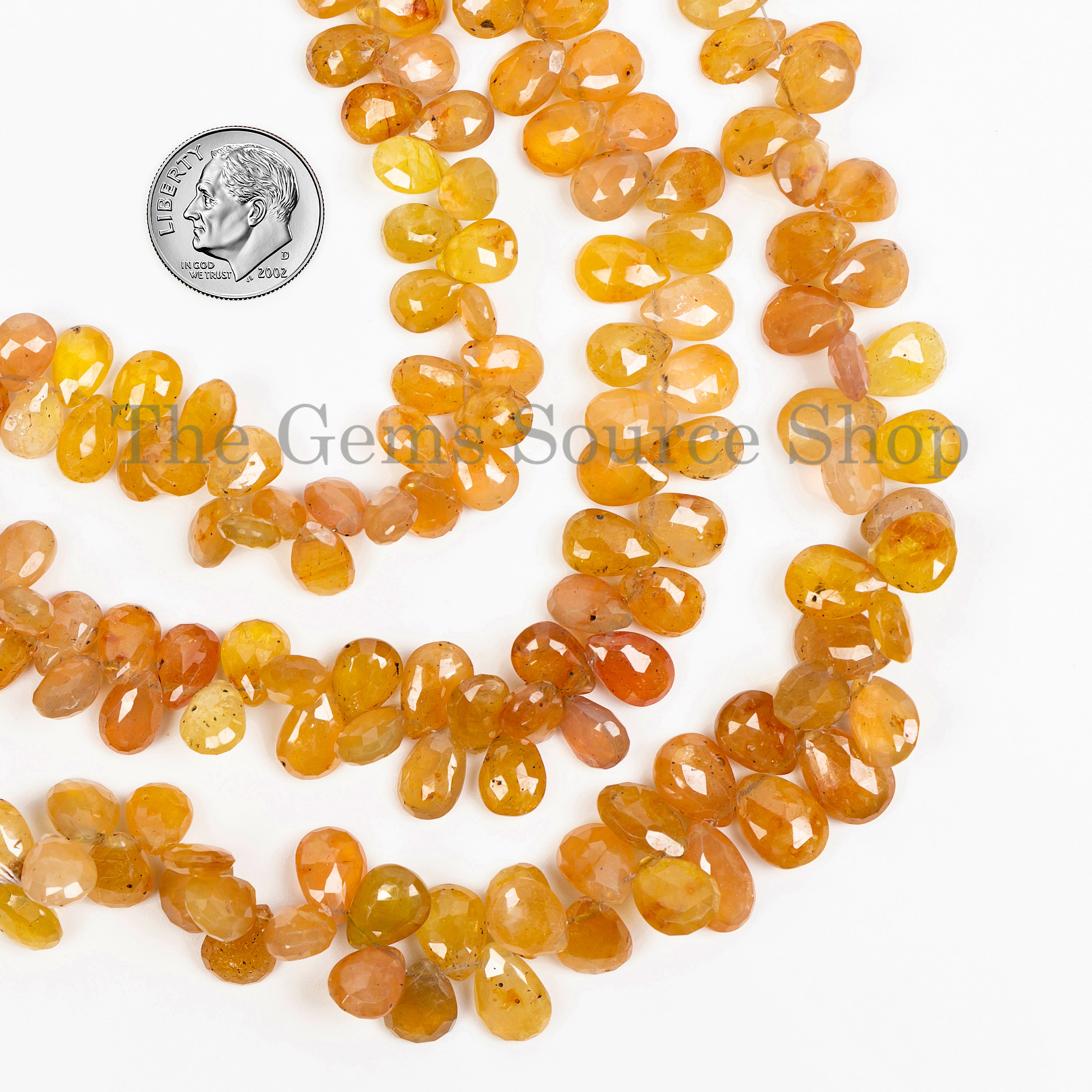 Yellow Sapphire Faceted Pear Beads, 6X8-8X11mm Natural Sapphire Pear Shape Beads for Jewelry Making. TGS-5049