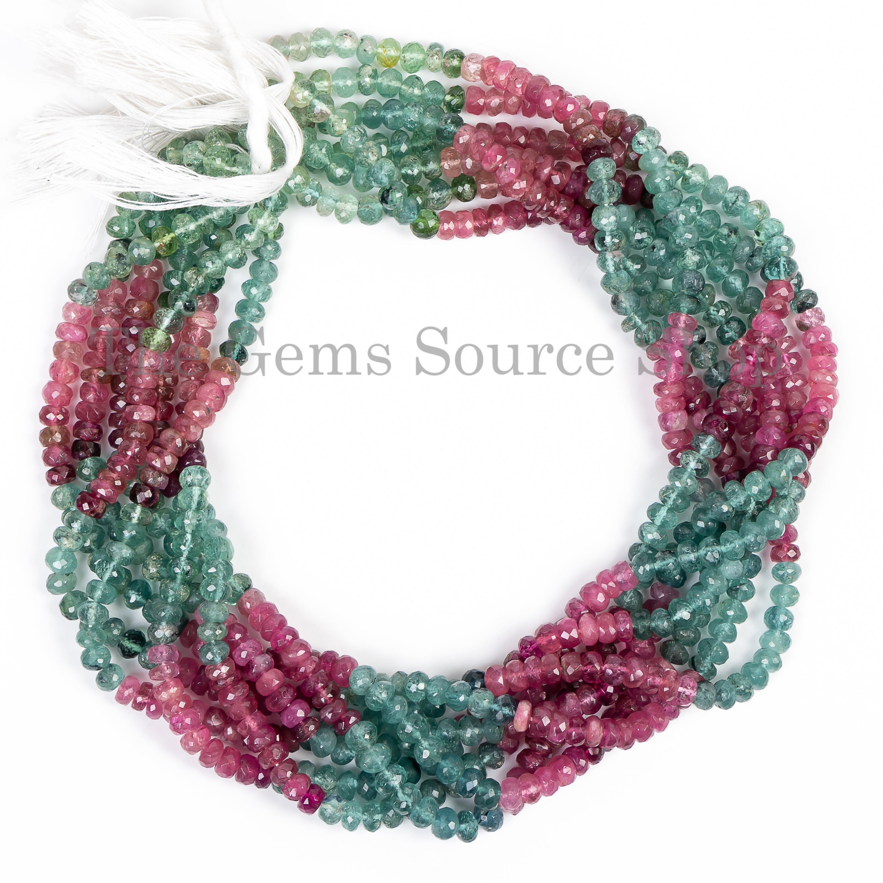 Natural Multi tourmaline faceted rondelle shape beads TGS-4845