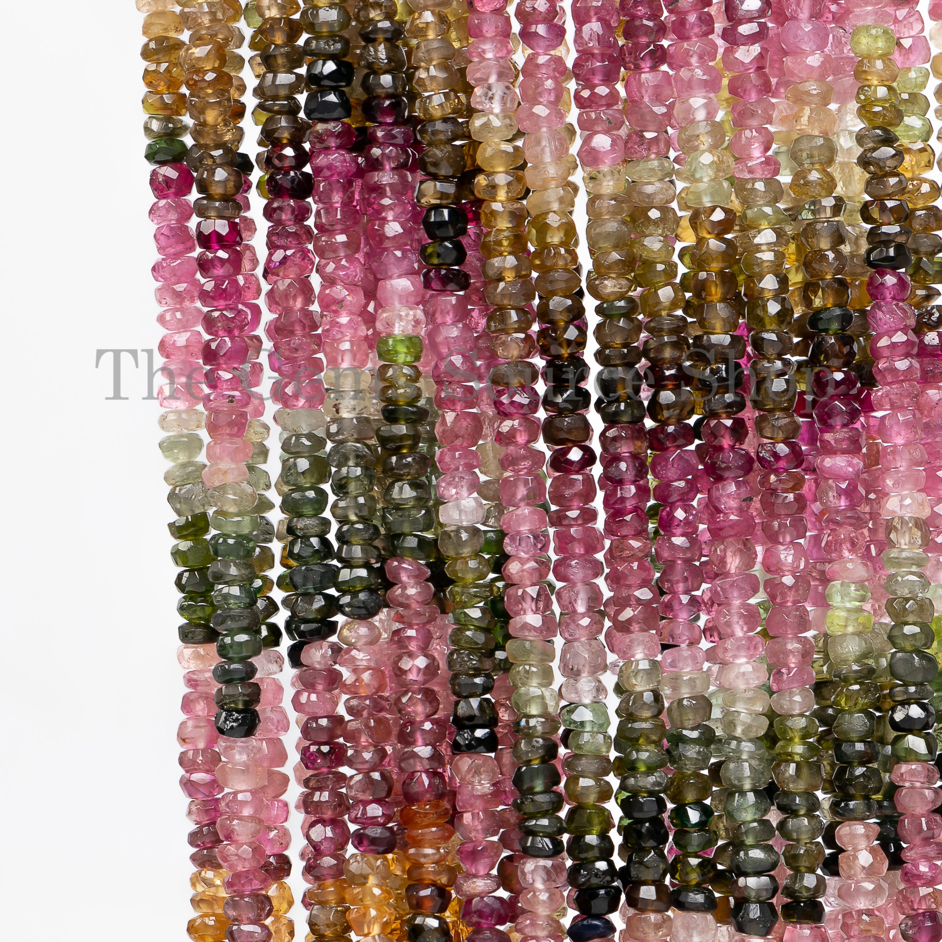 3.5 mm Multi tourmaline faceted rondelle shape beads TGS-4745