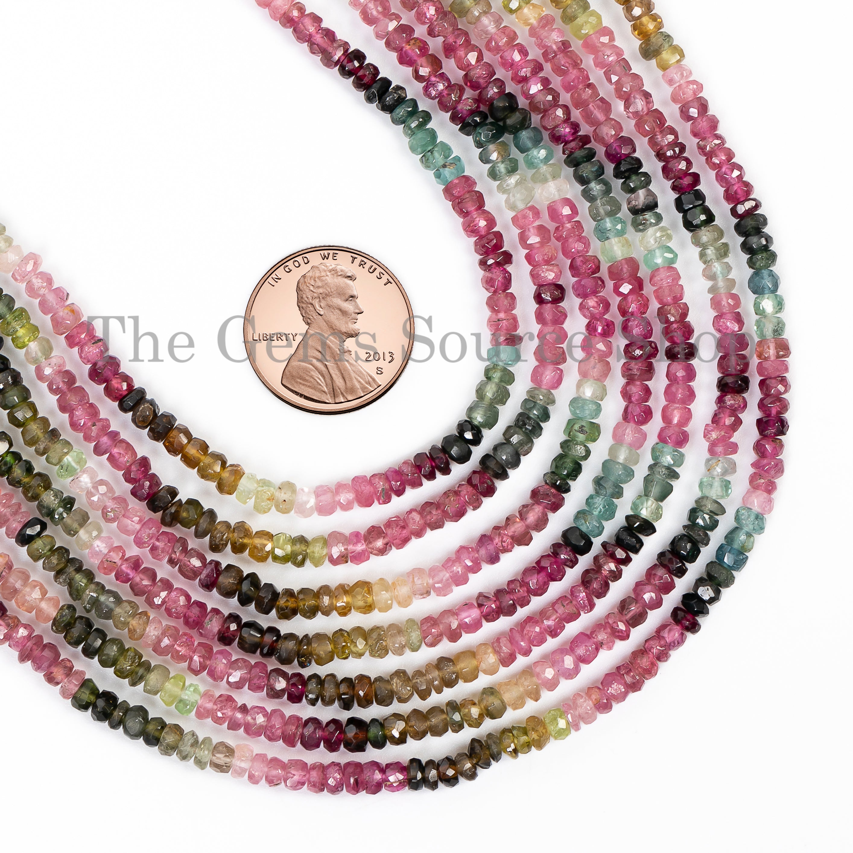3.5 mm Multi tourmaline faceted rondelle shape beads TGS-4745