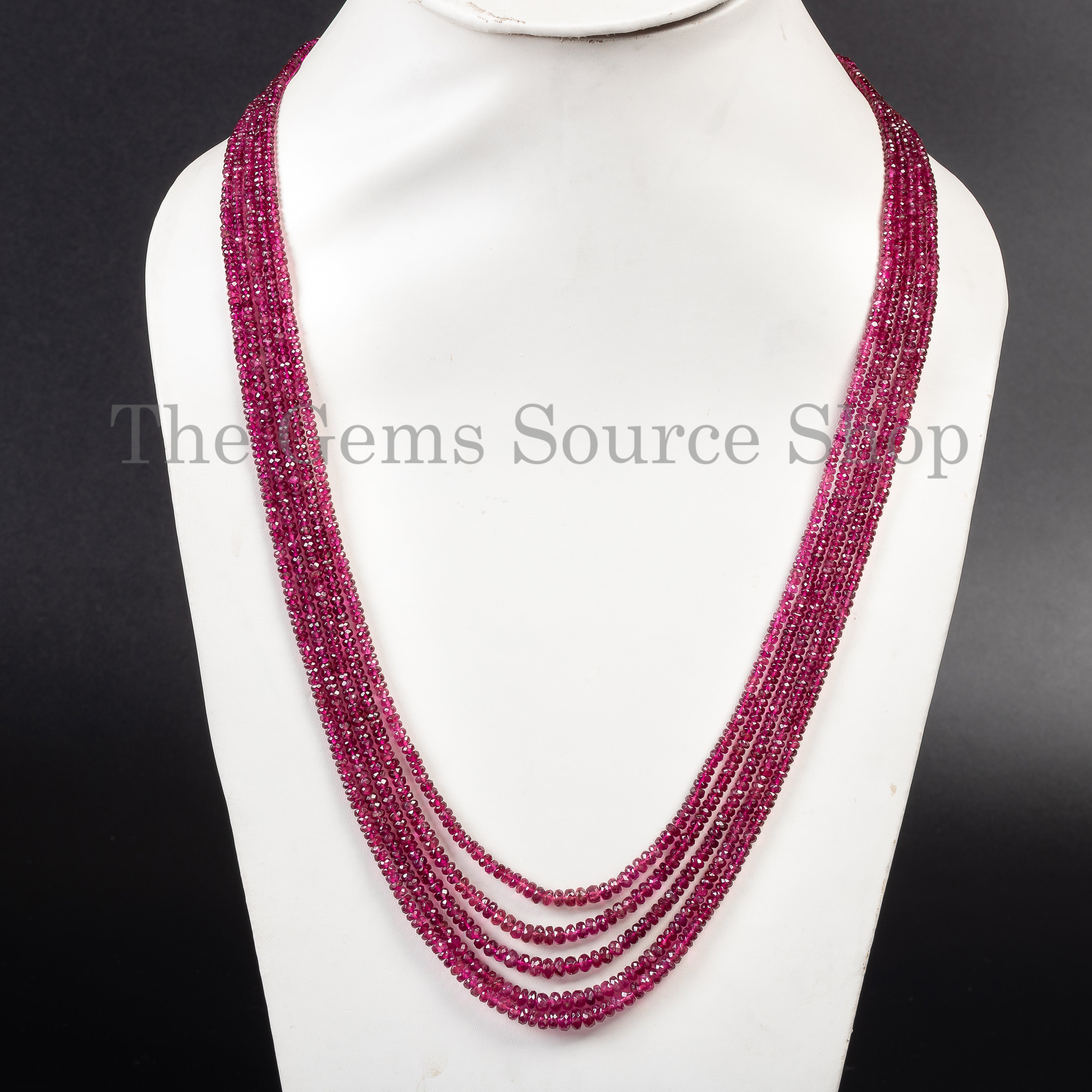Natural Pink Tourmaline Necklace, Tourmaline Faceted Necklace For Women TGS-4625