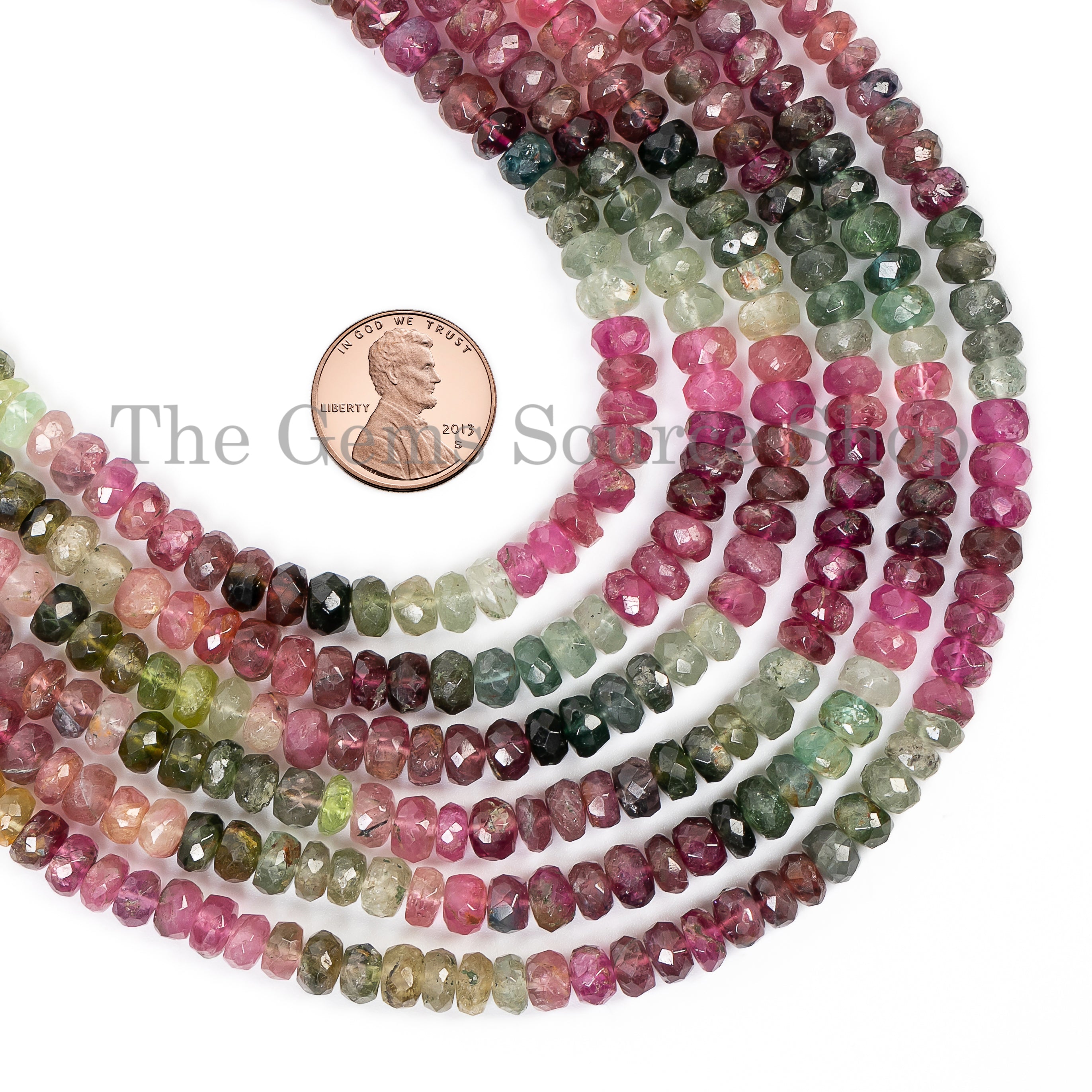 5.5-6 mm multi tourmaline faceted rondelle shape beads TGS-4744