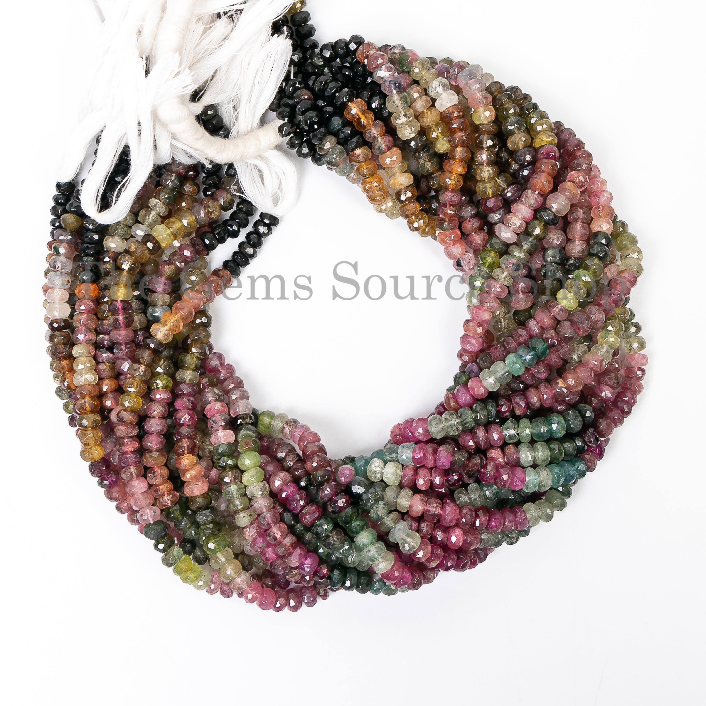5.5-6 mm multi tourmaline faceted rondelle shape beads TGS-4744
