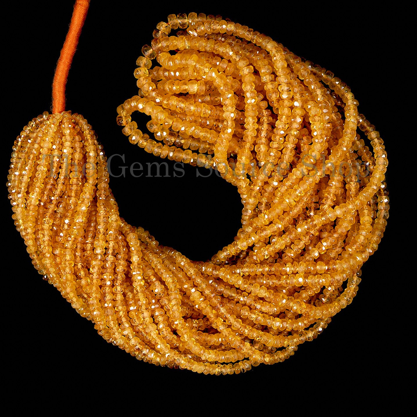 2.75-4.5mm Orange Sapphire Faceted Rondelle Beads, Loose Sapphire Beads, TGS-5031