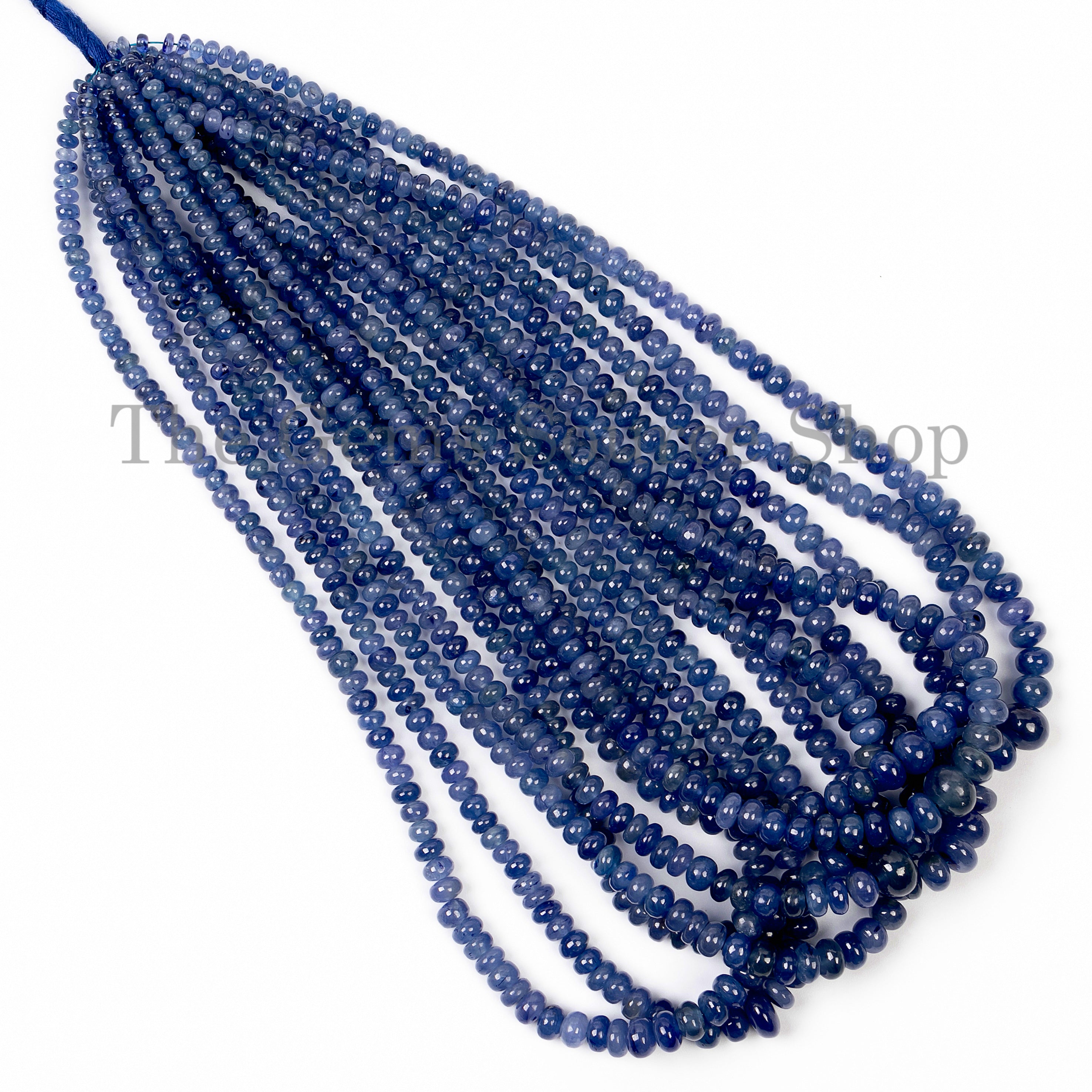 3-6 mm Blue Sapphire Smooth Rondelle Beads, Loose Sapphire Beads TGS-5030