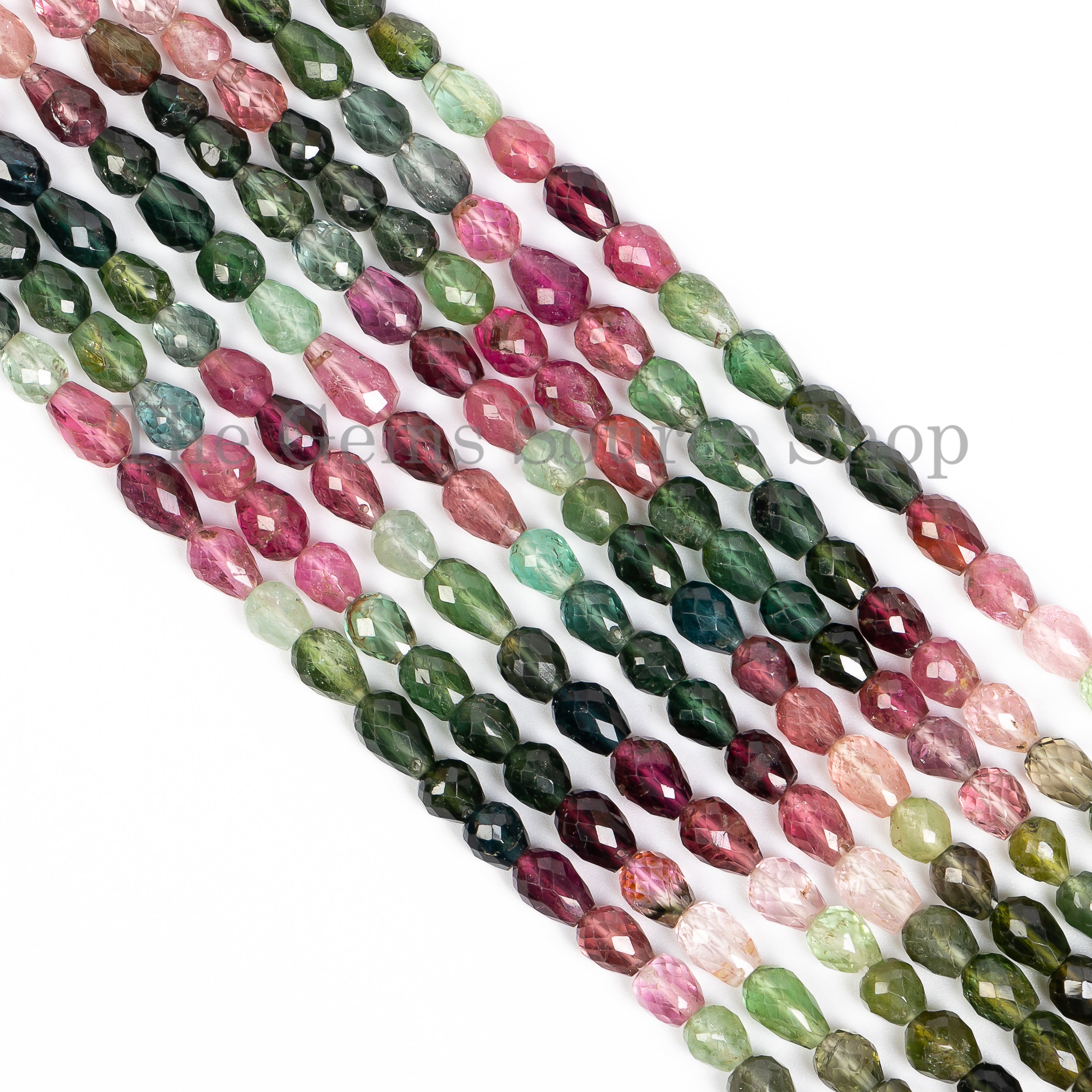 multi tourmaline faceted Straight Drill drops gemstone beads TGS-4746