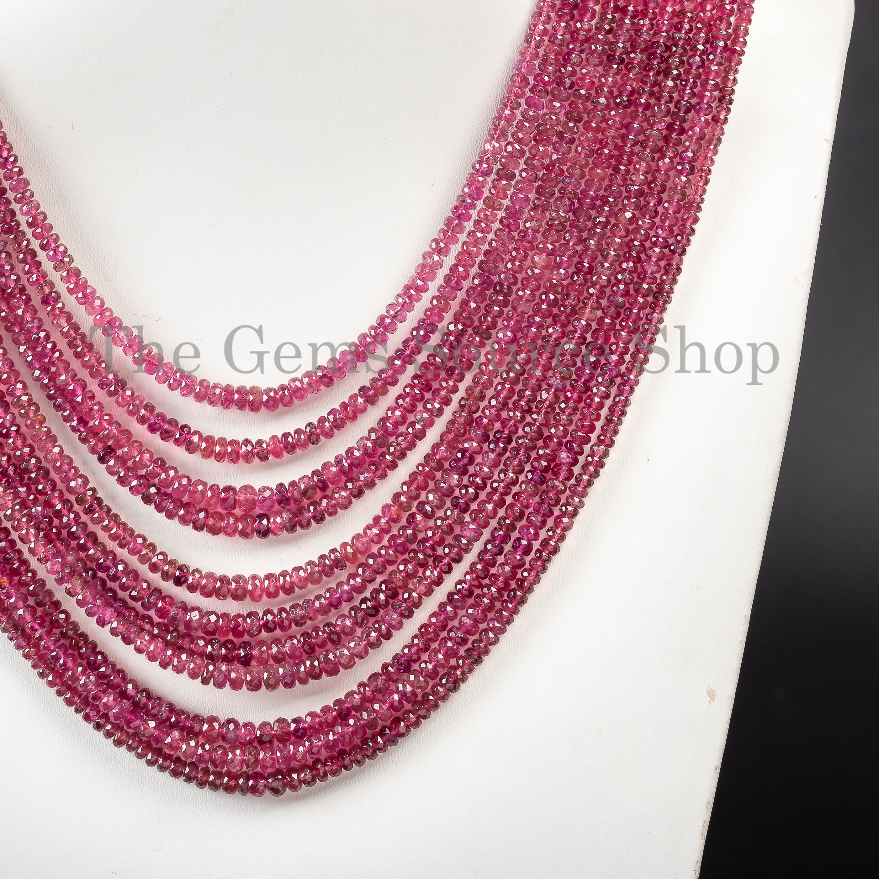 Beautiful Pink Tourmaline Faceted Rondelle Beaded Necklace TGS-4626