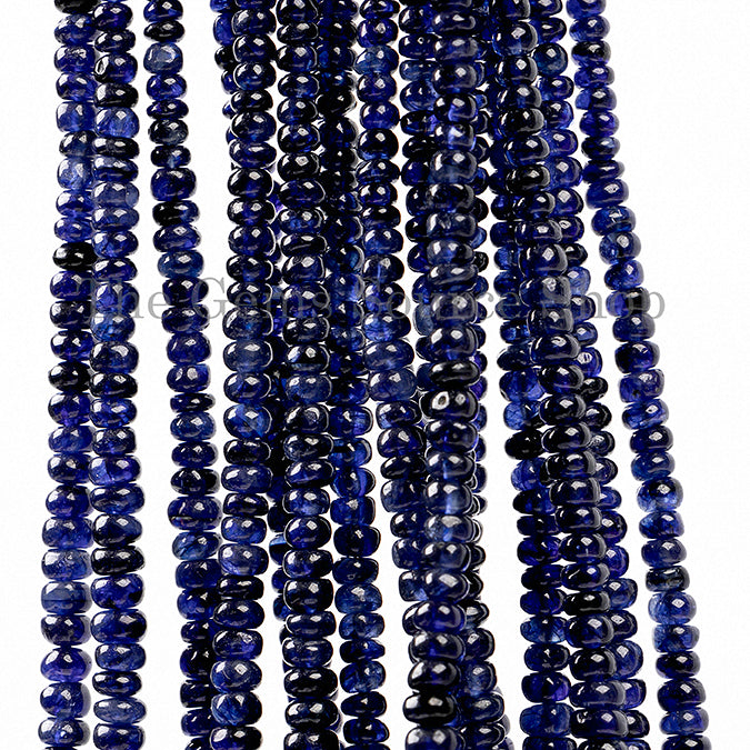 Blue Sapphire Smooth Rondelle Beads, Precious Sapphire Beads, Loose Sapphires, TGS-5029