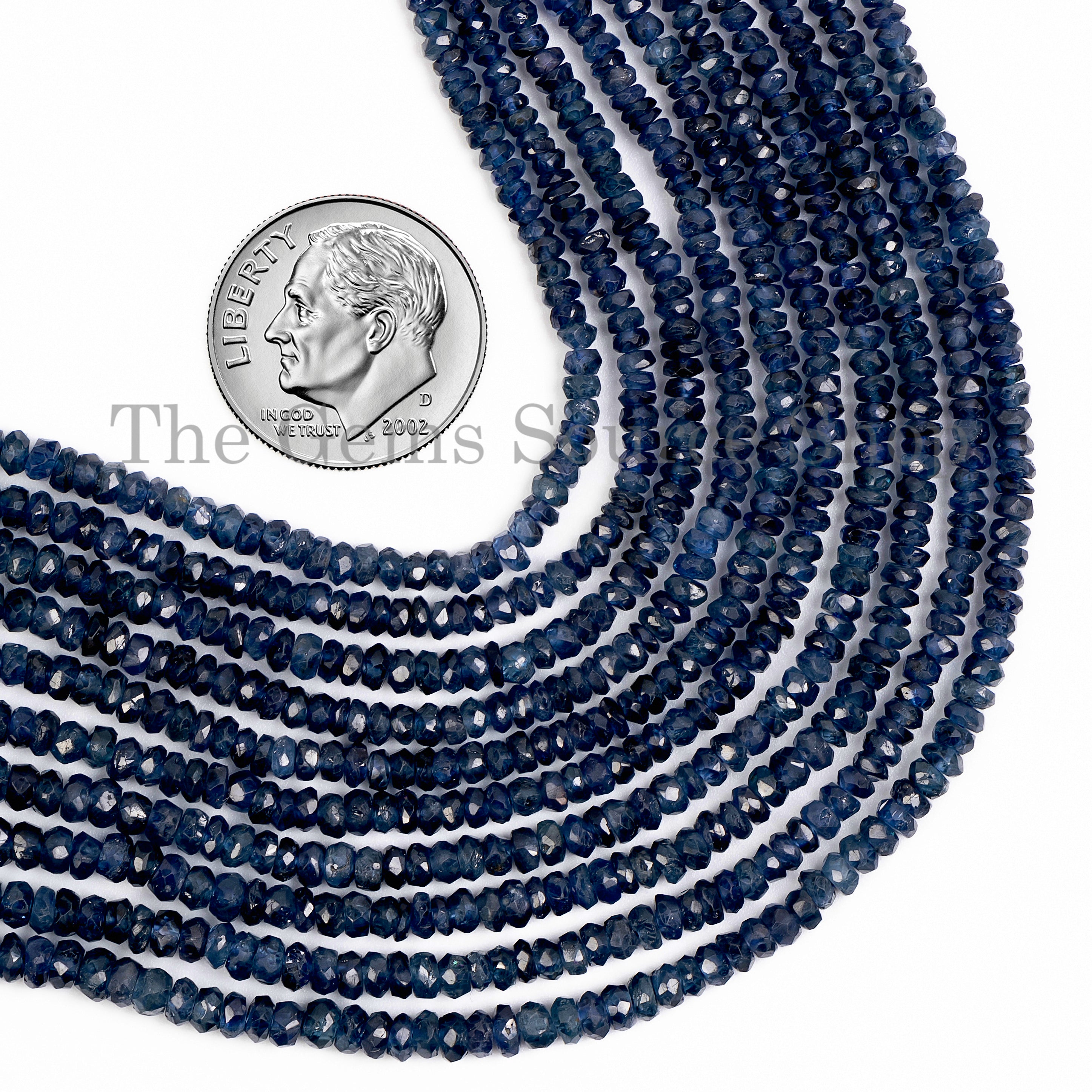 Heishi Blue Sapphire Faceted Rondelle Beads, Loose Sapphire Gemstone TGS-5032