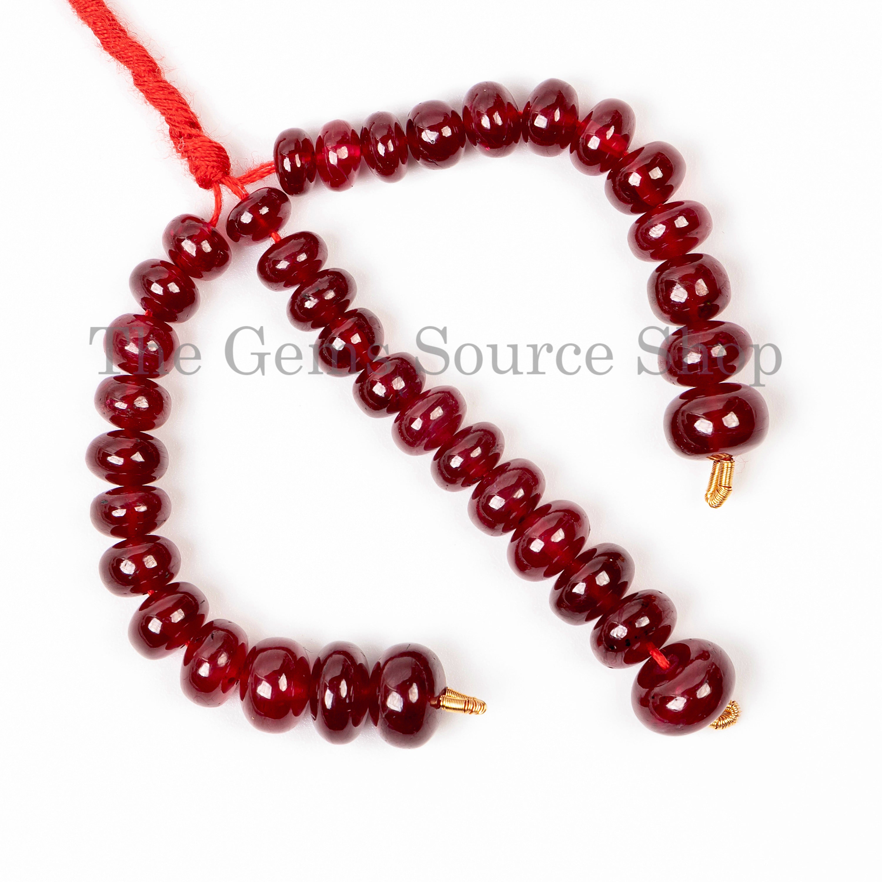 3 Lines Lot Natural Ruby Smooth Rondelle Beads, Loose Ruby Beads For Jewelry, TGS-5036