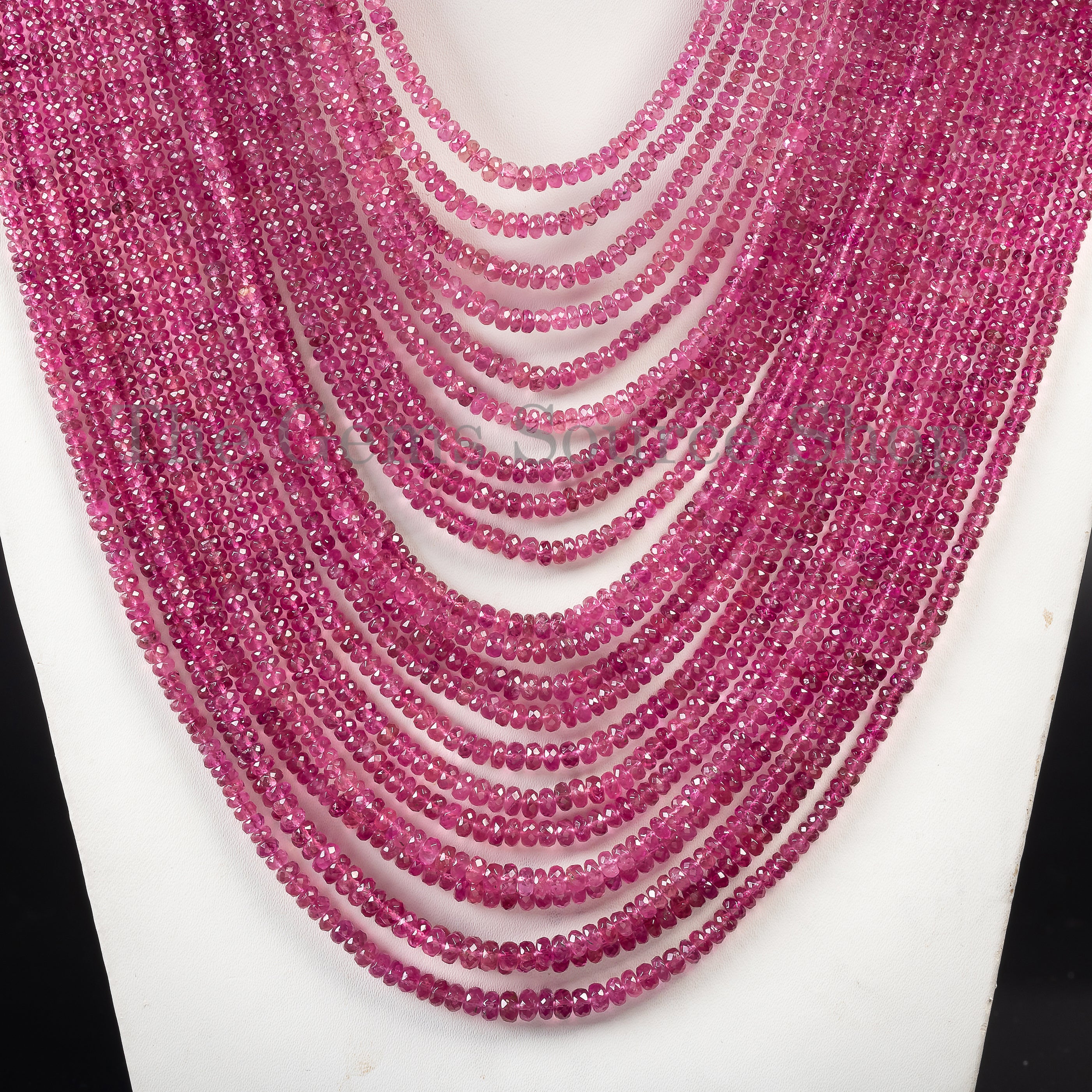 Natural Pink Tourmaline Beaded Necklace, Layered Necklace TGS-4629