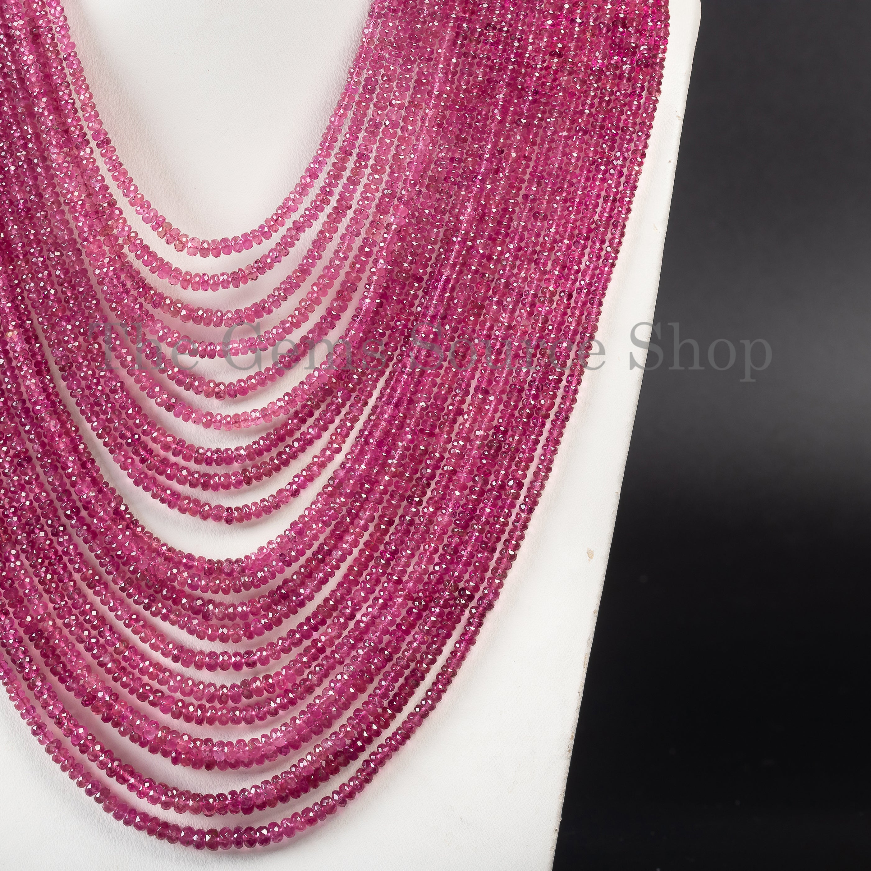 Natural Pink Tourmaline Beaded Necklace, Layered Necklace TGS-4629