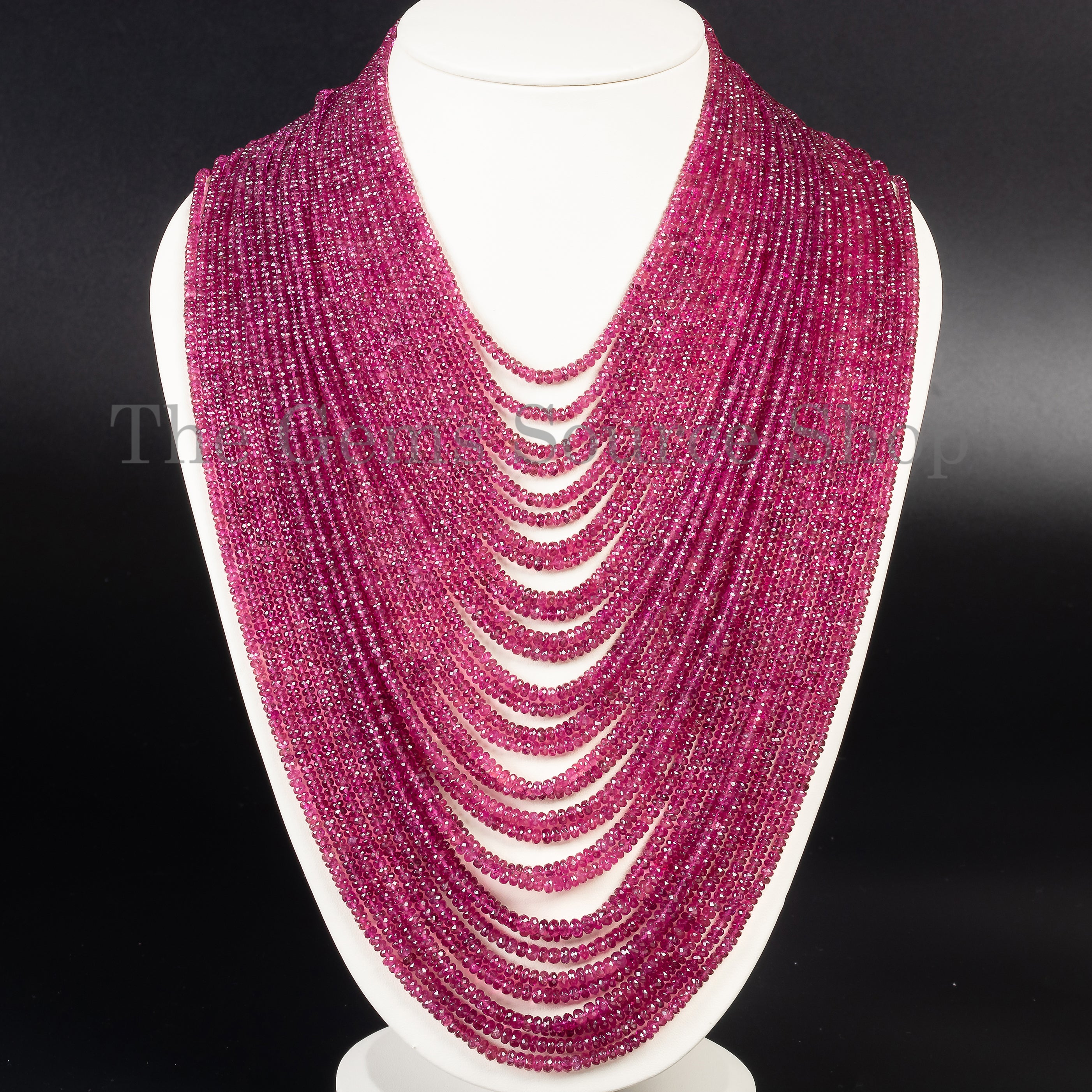 Pink Tourmaline Beaded Layered Queen Necklace For Wedding Bridal TGS-4632