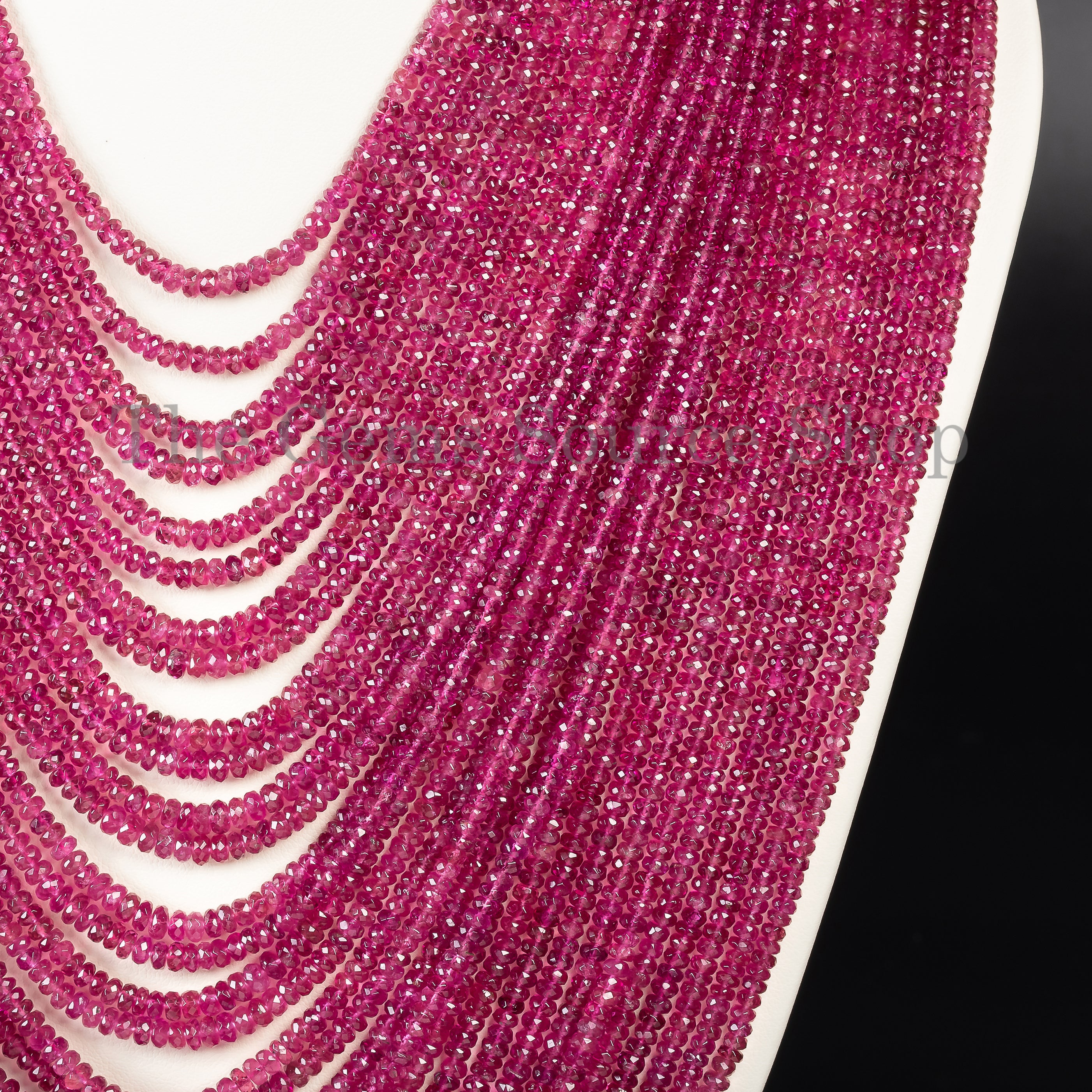 Pink Tourmaline Beaded Layered Queen Necklace For Wedding Bridal TGS-4632