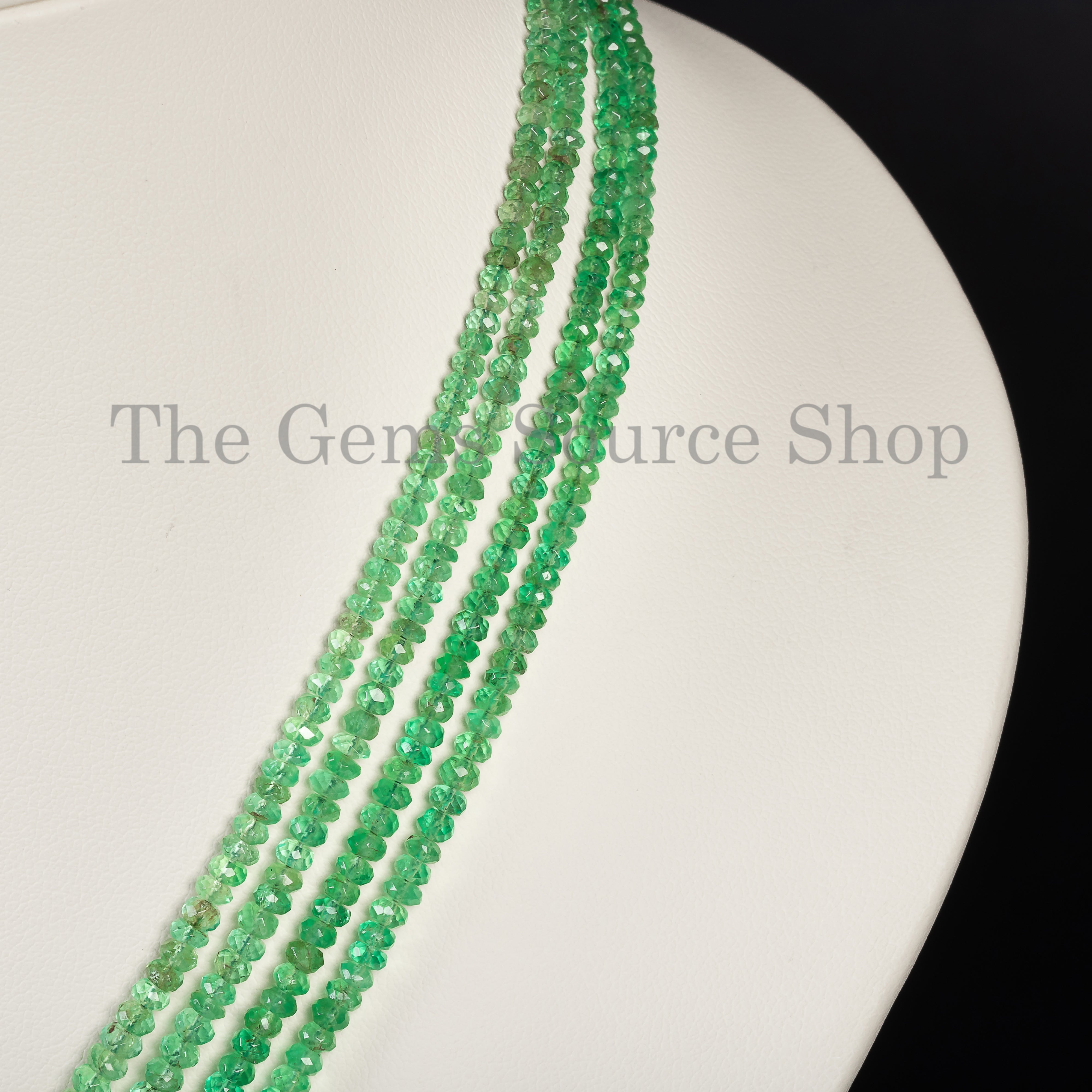 4 Lines Colombian Emerald faceted rondelle gemstone necklace jewelry TGS-4617