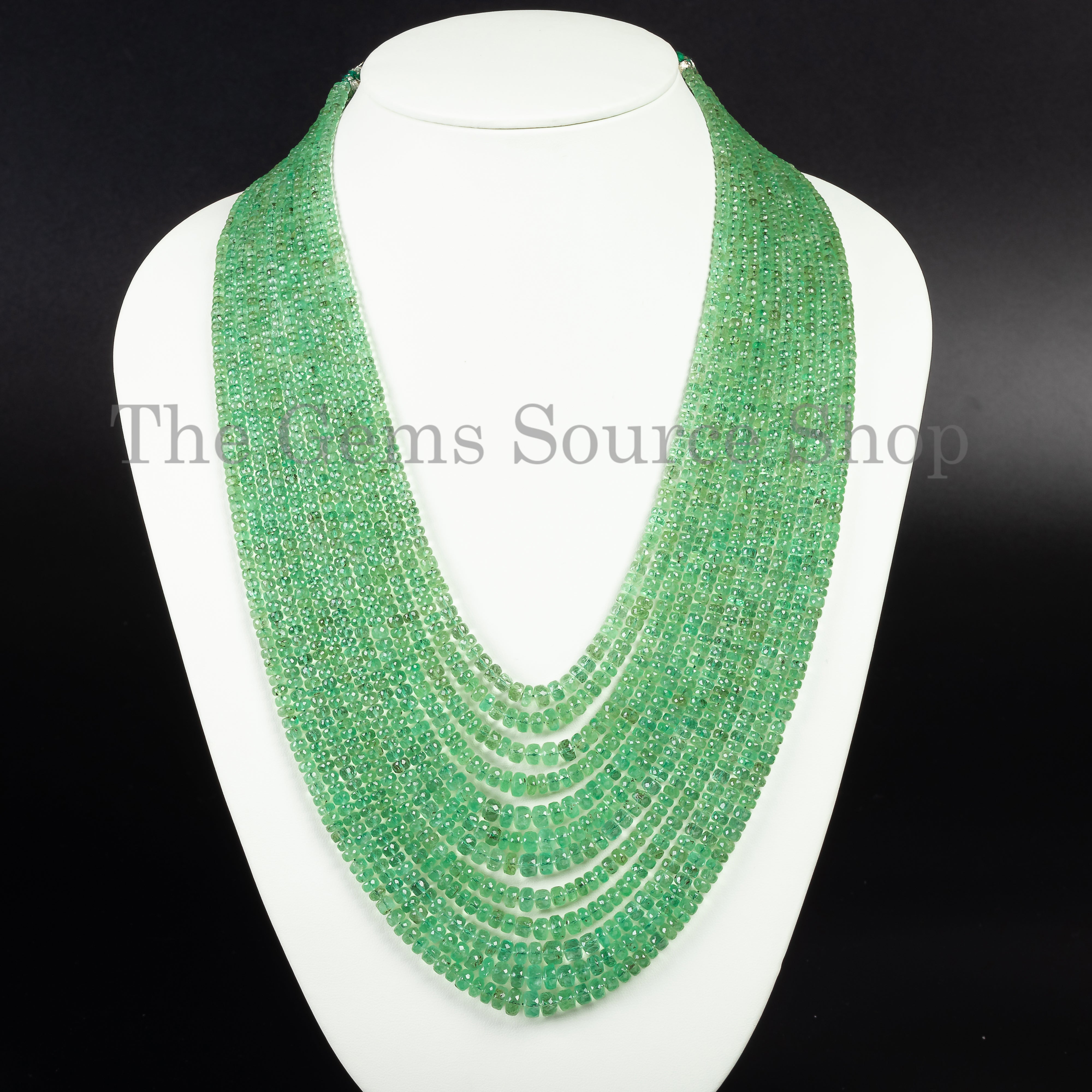 AAA Quality Colombian Emerald faceted rondelle necklace For Women TGS-4618