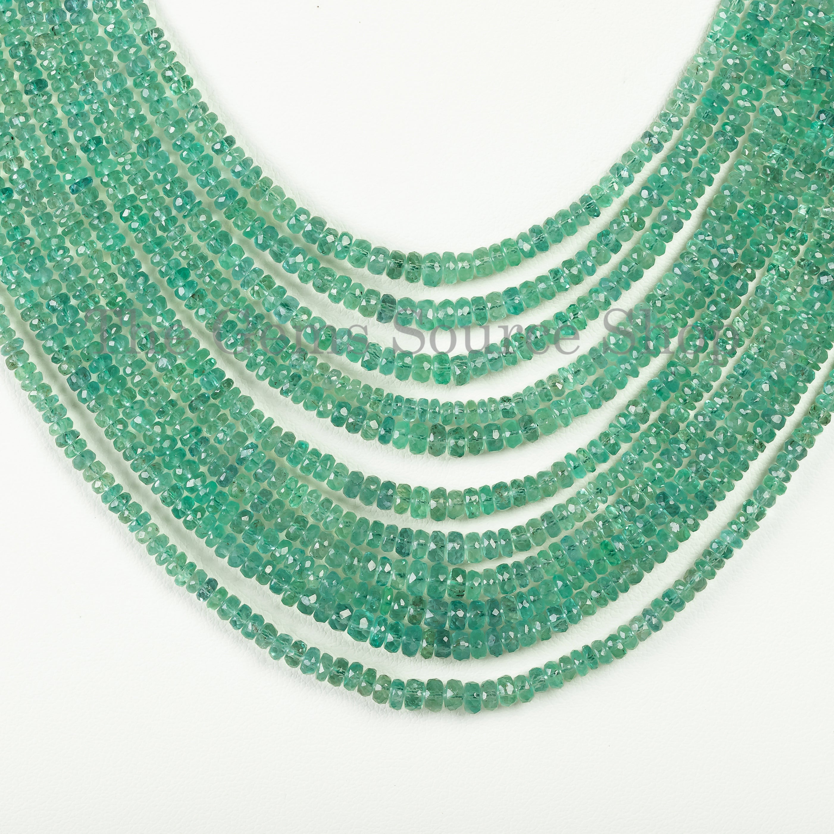 zambian emerald faceted rondelle necklace 11 lines TGS-4610