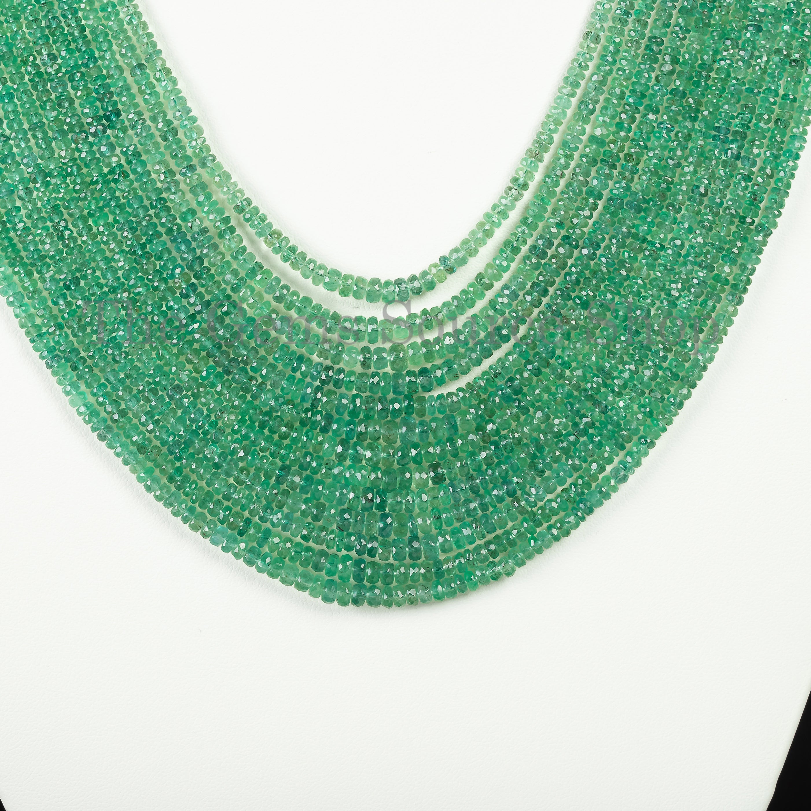100% Genuine Zambian Emerald Beaded Gemstone Necklace For Women tgs-4615