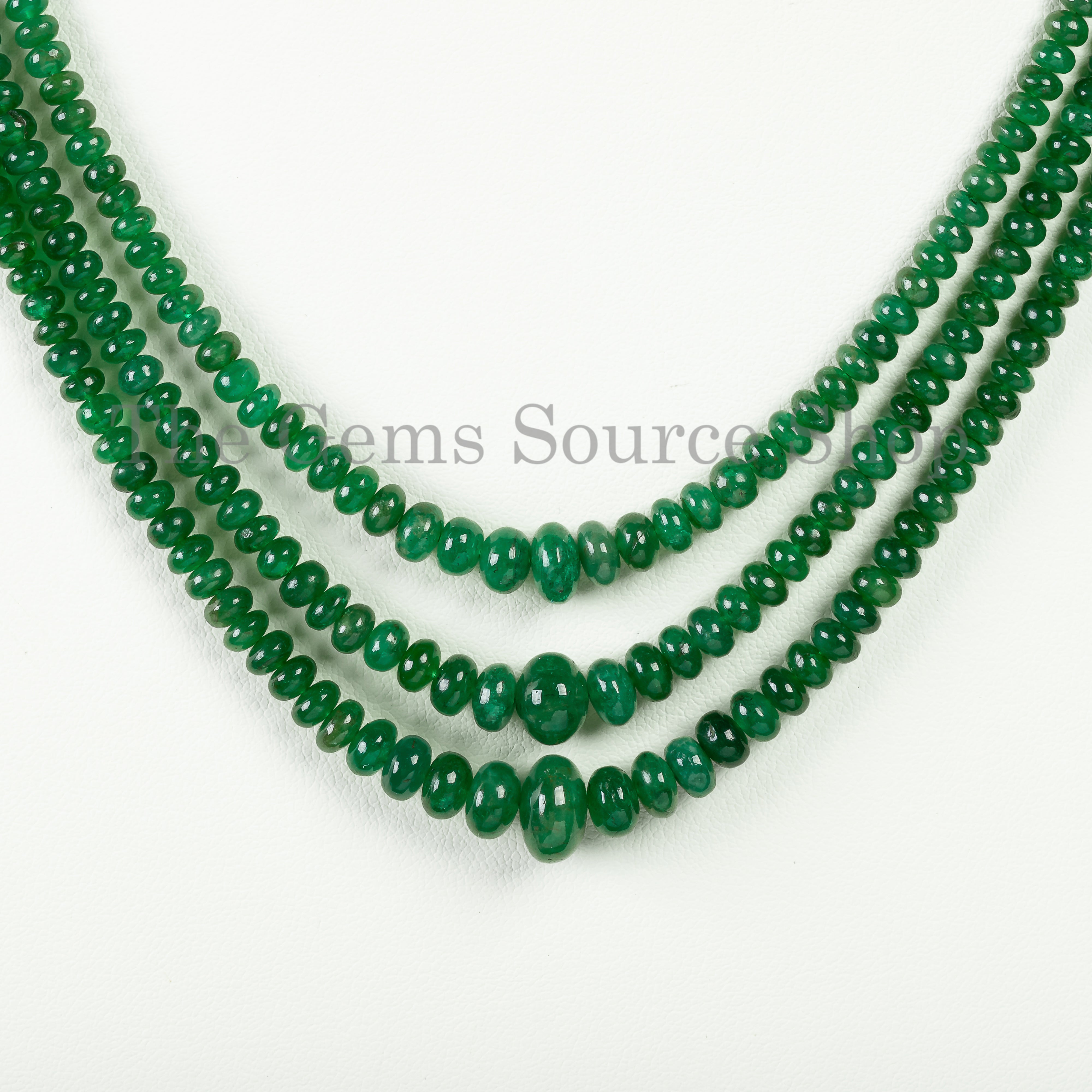 Colombian Emerald Smooth Rondelle Necklace TGS-4622