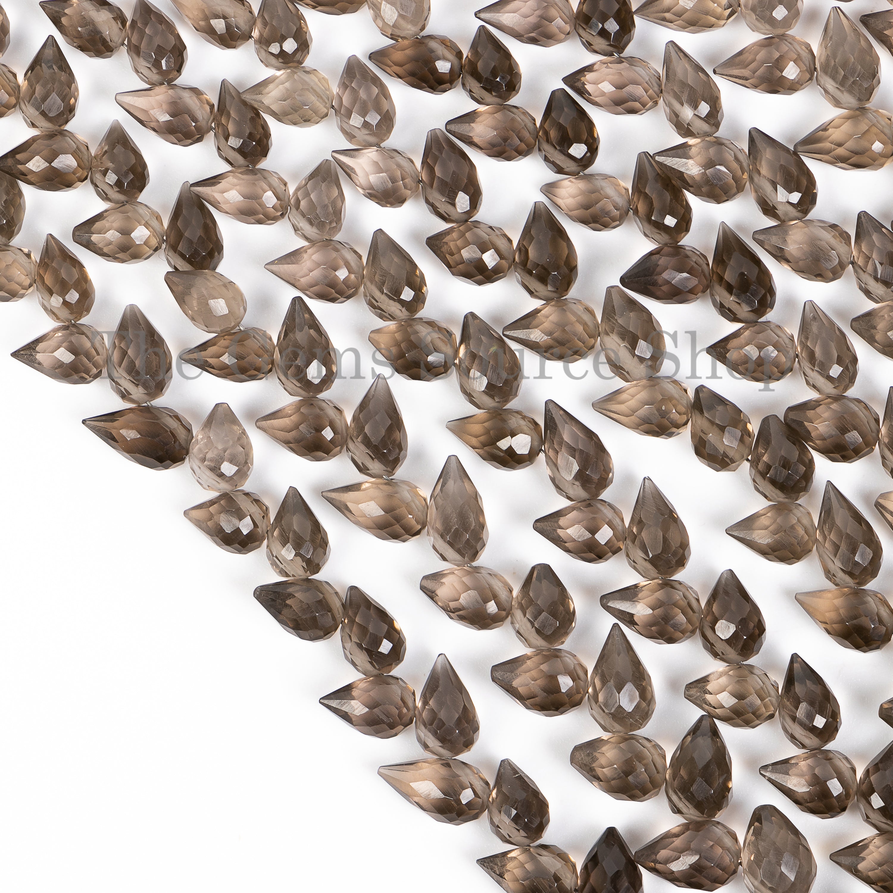Smoky Quartz faceted side drill drop beads  TGS-4925