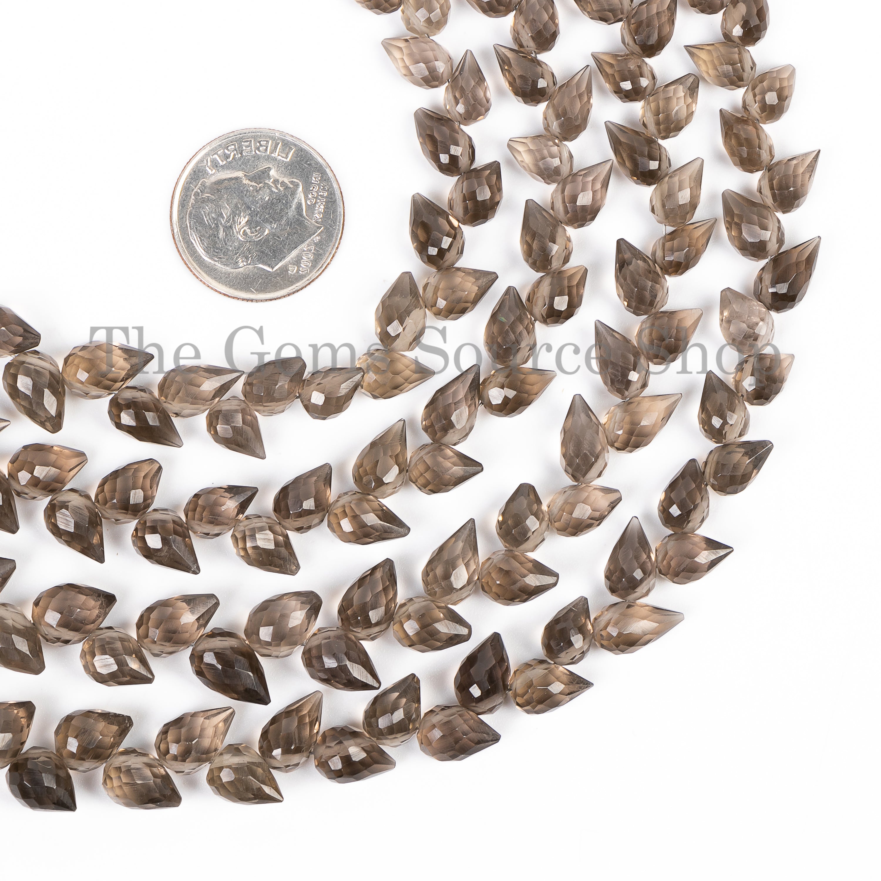 Smoky Quartz faceted side drill drop beads  TGS-4925