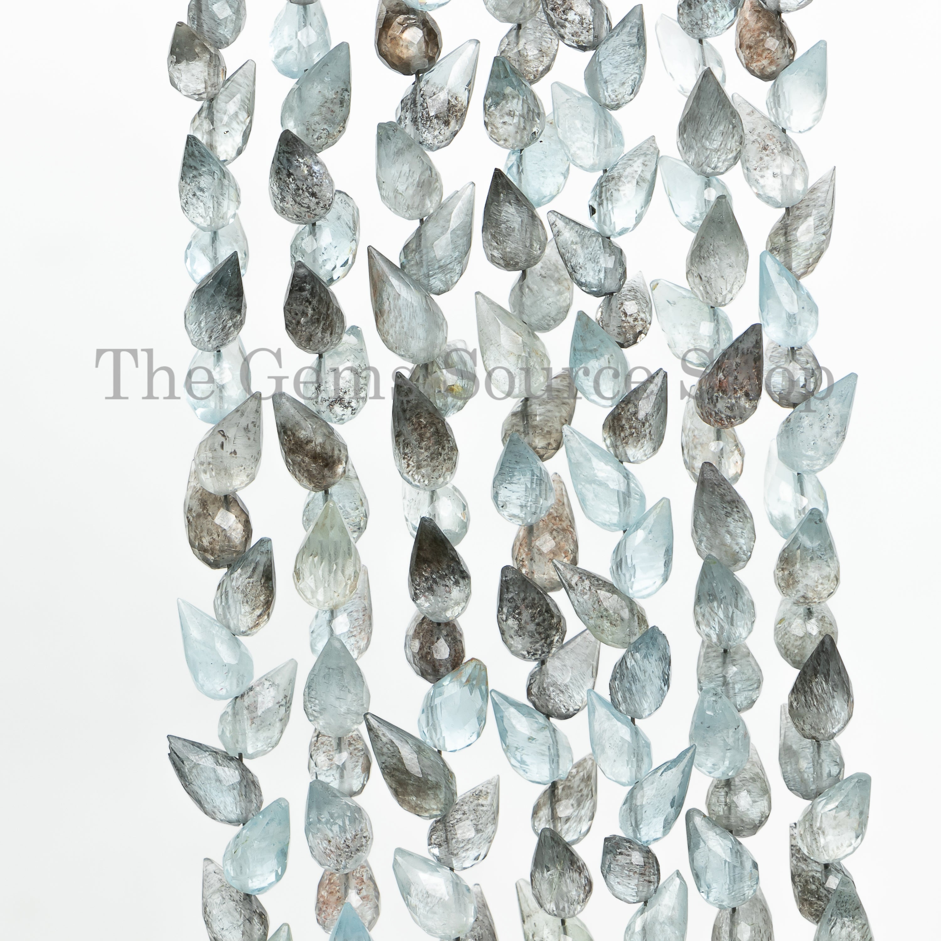Moss aquamarine faceted side drill drop beads  TGS-4927