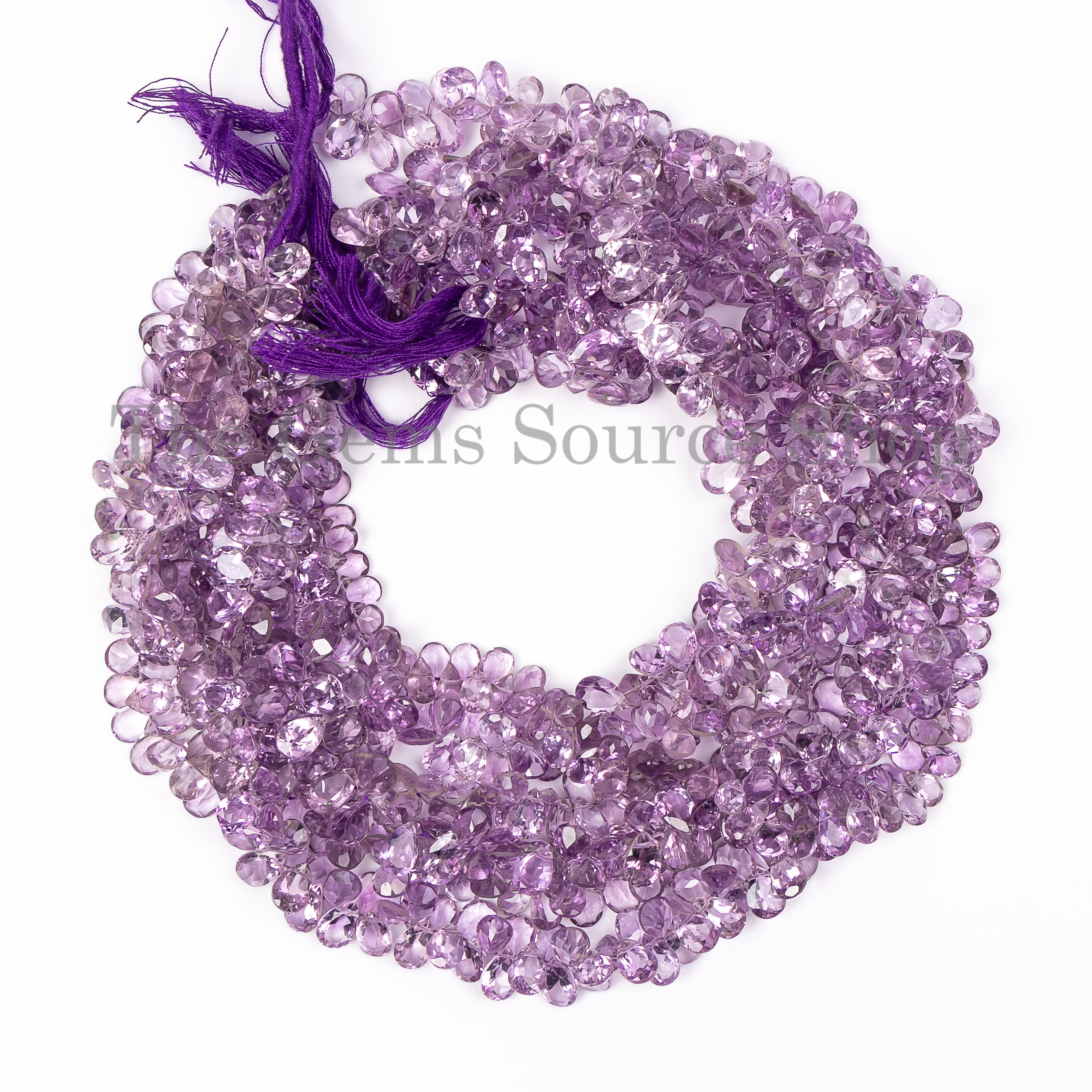 Amethyst Faceted Pear Shape Gemstone Beads TGS-4951