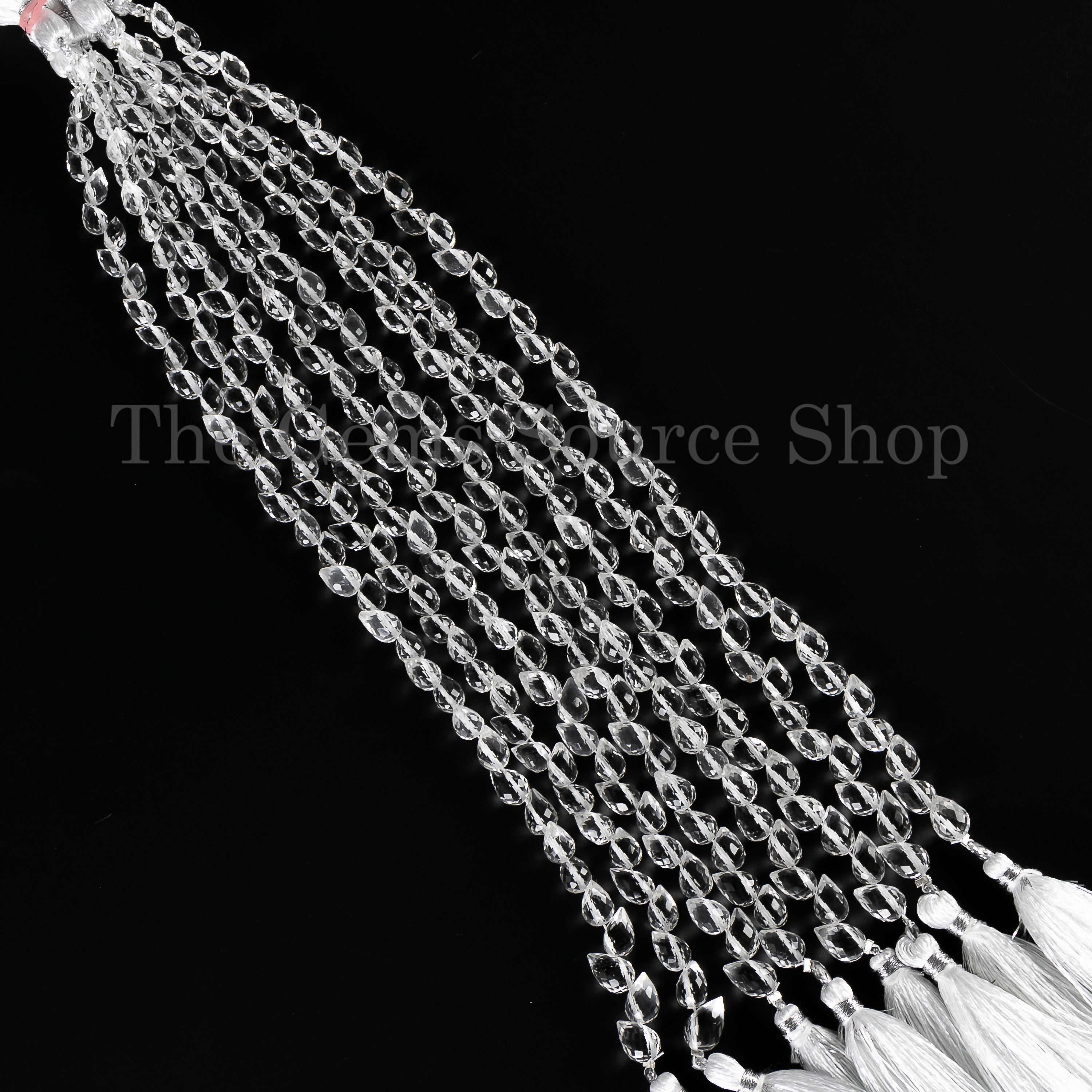 Crystal quartz faceted side drill drop beads  TGS-4926