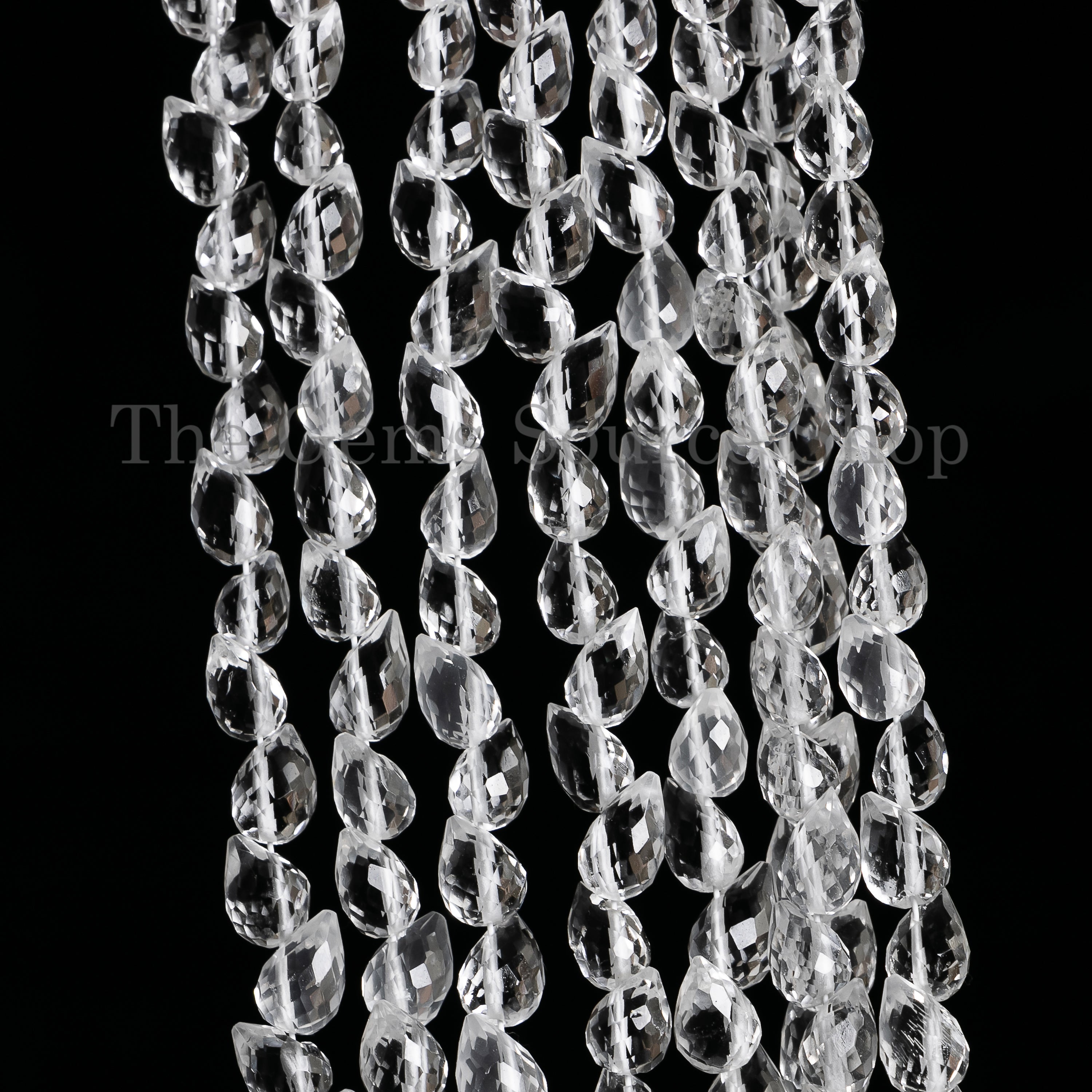 Crystal quartz faceted side drill drop beads  TGS-4926
