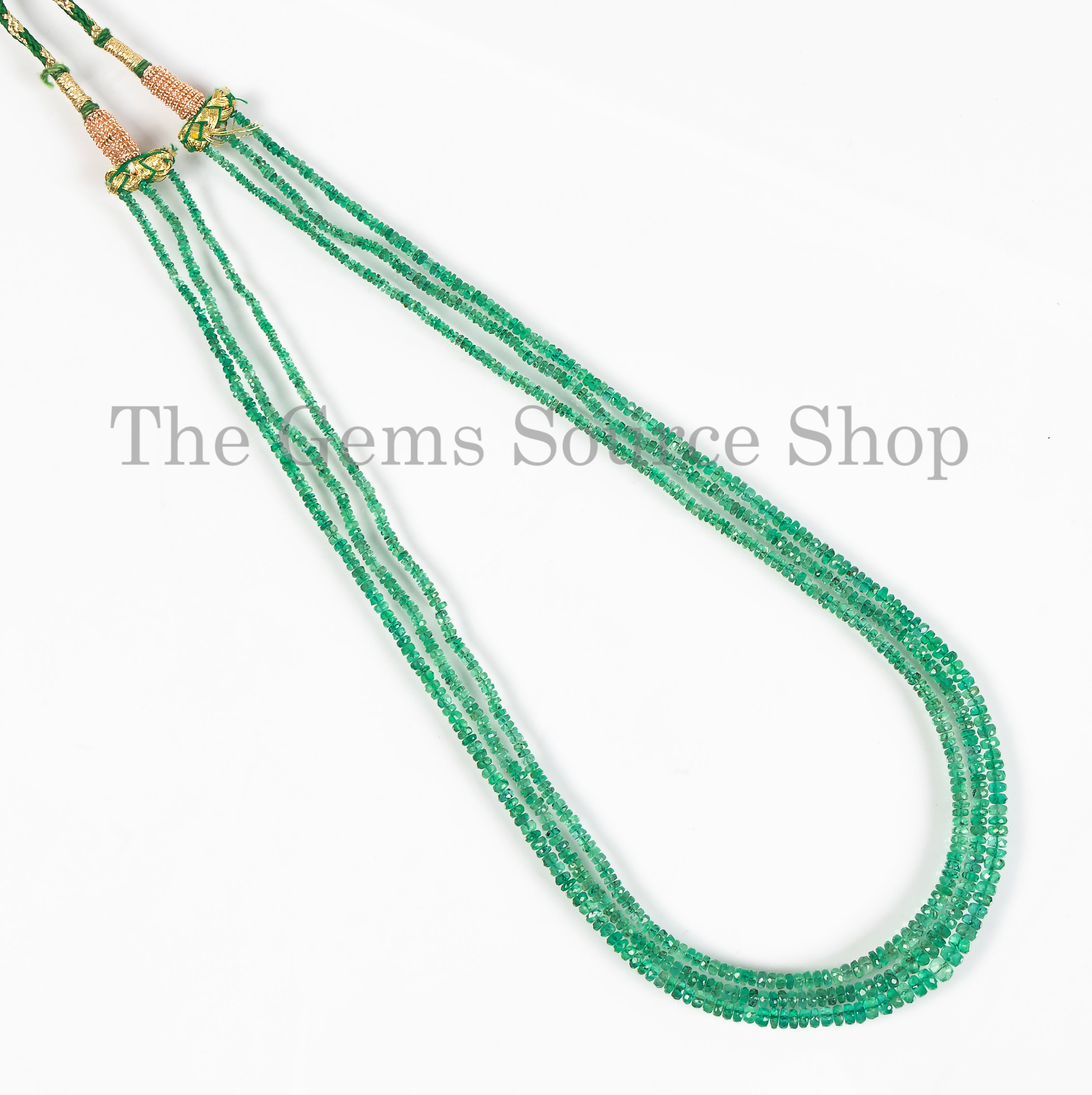 Zambian Emerald Faceted Rondelle Necklace For Women TGS-4616