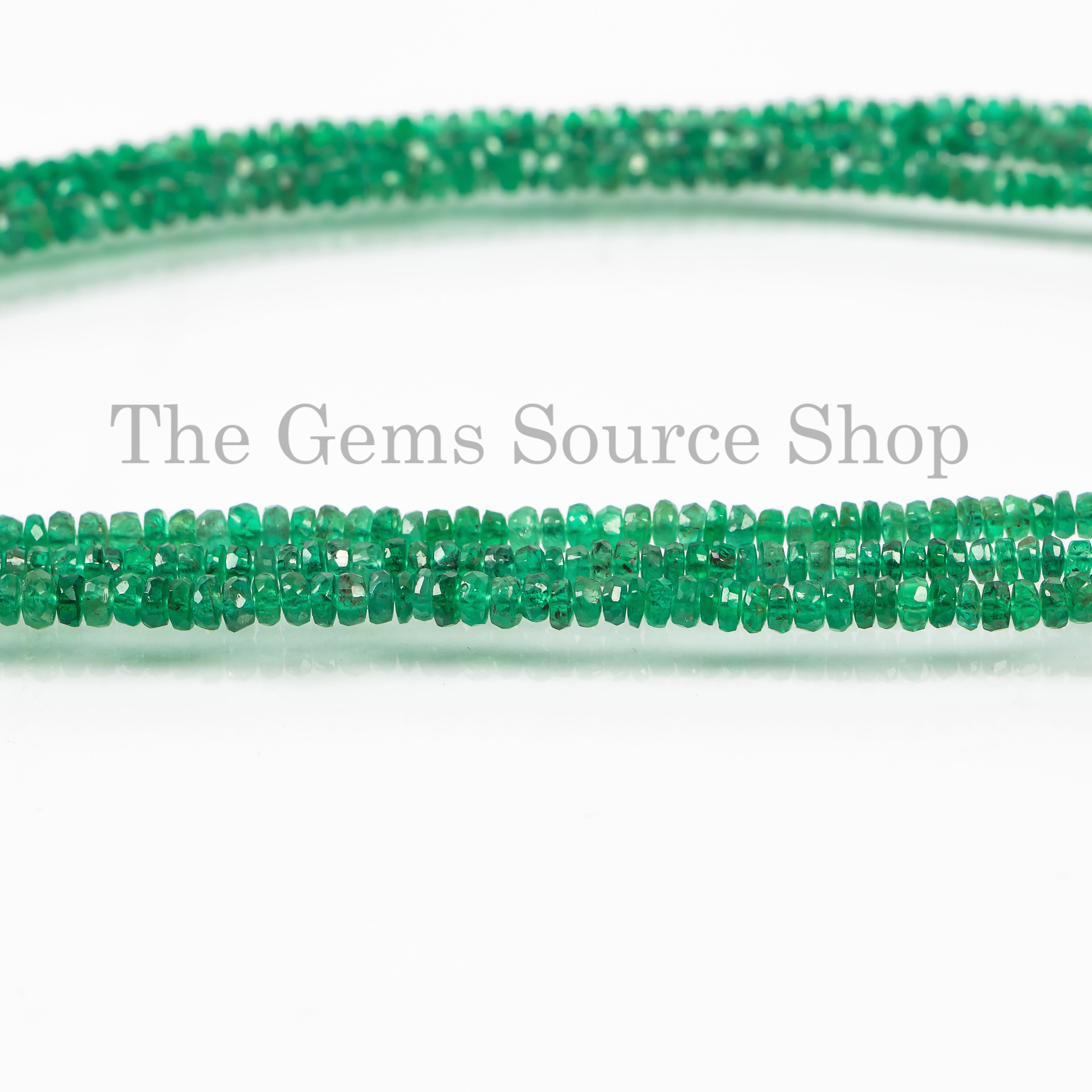 3 Strands 100% Natural Zambian Emerald Faceted Rondelle Beaded Necklace TGS-4611