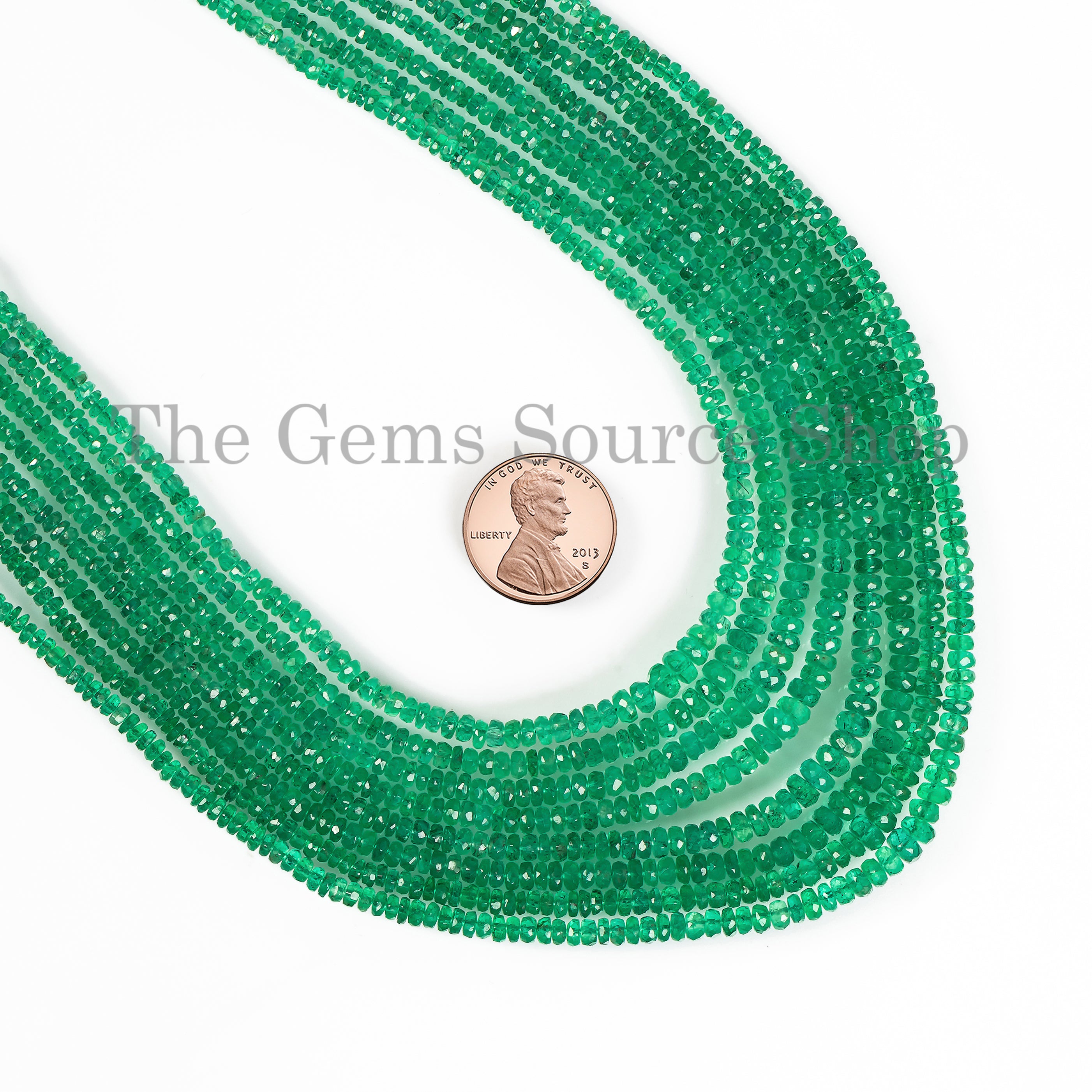Natural Zambian Emerald Faceted Rondelle Beaded Necklace For Party tgs-4612
