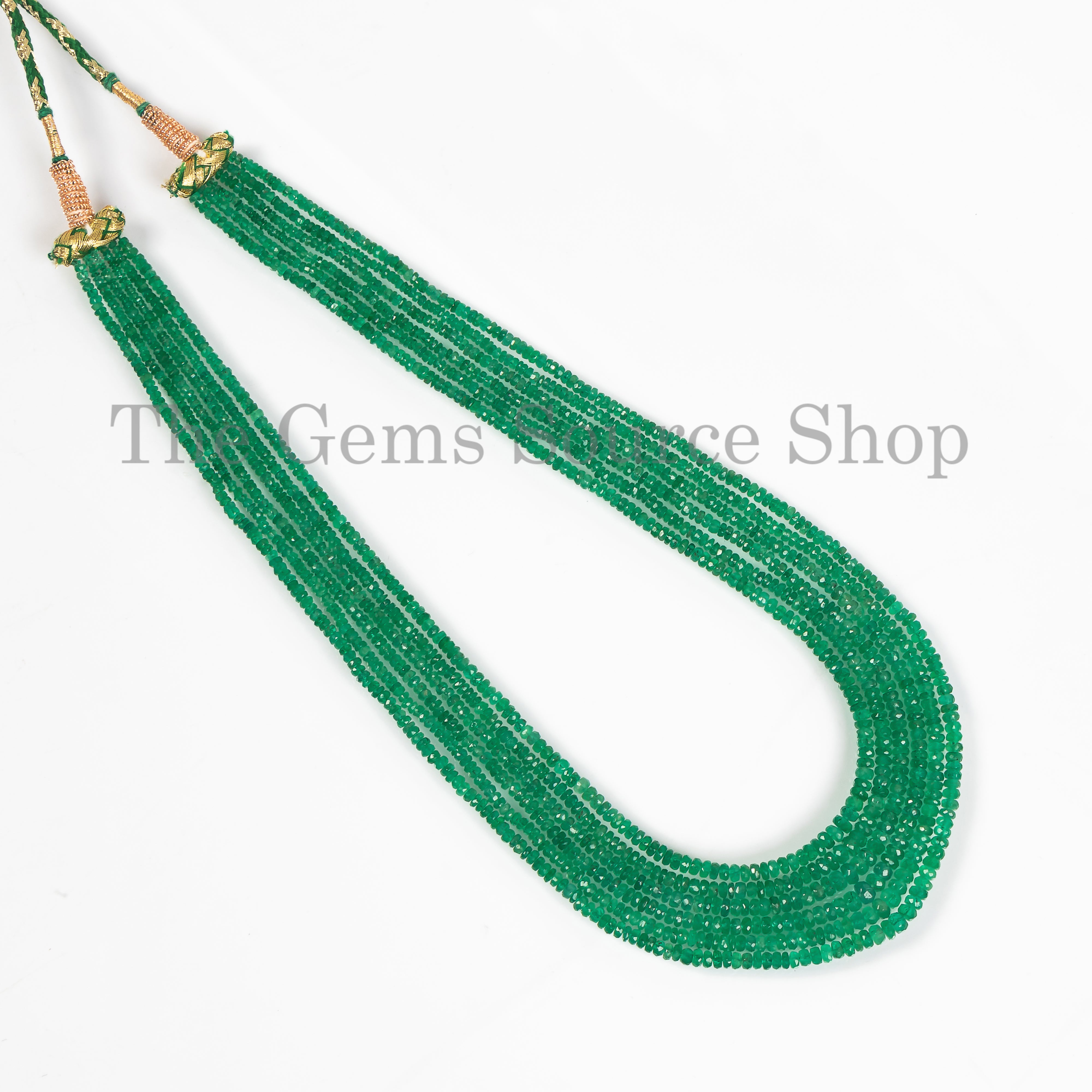 6 Lines Stunning Zambian Emerald Beaded Gemstone Necklace TGS-4614