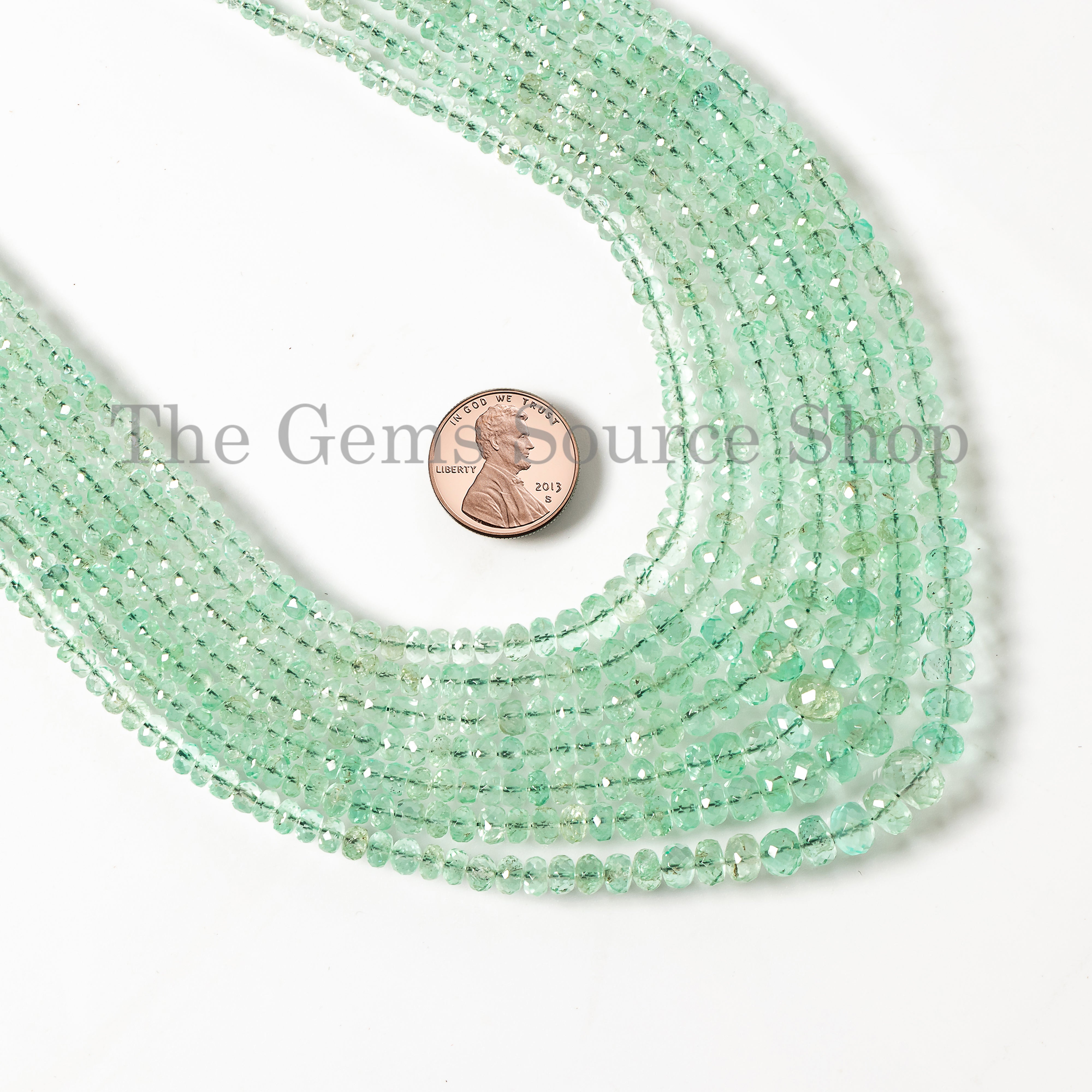 Best Quality 7 Lines Colombian Emerald Plain Rondelle Necklace TGS-4620