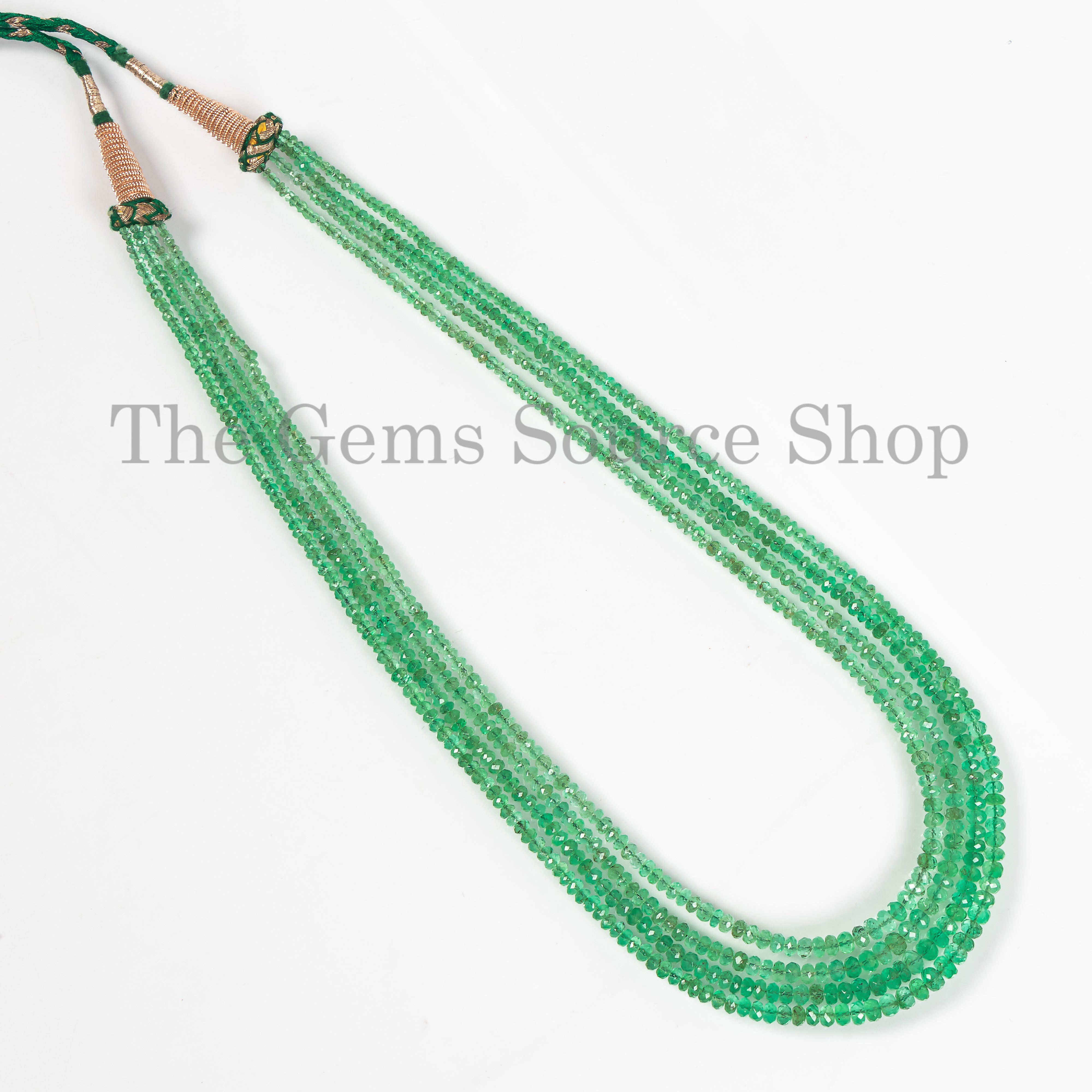 4 Lines Colombian Emerald faceted rondelle gemstone necklace jewelry TGS-4617