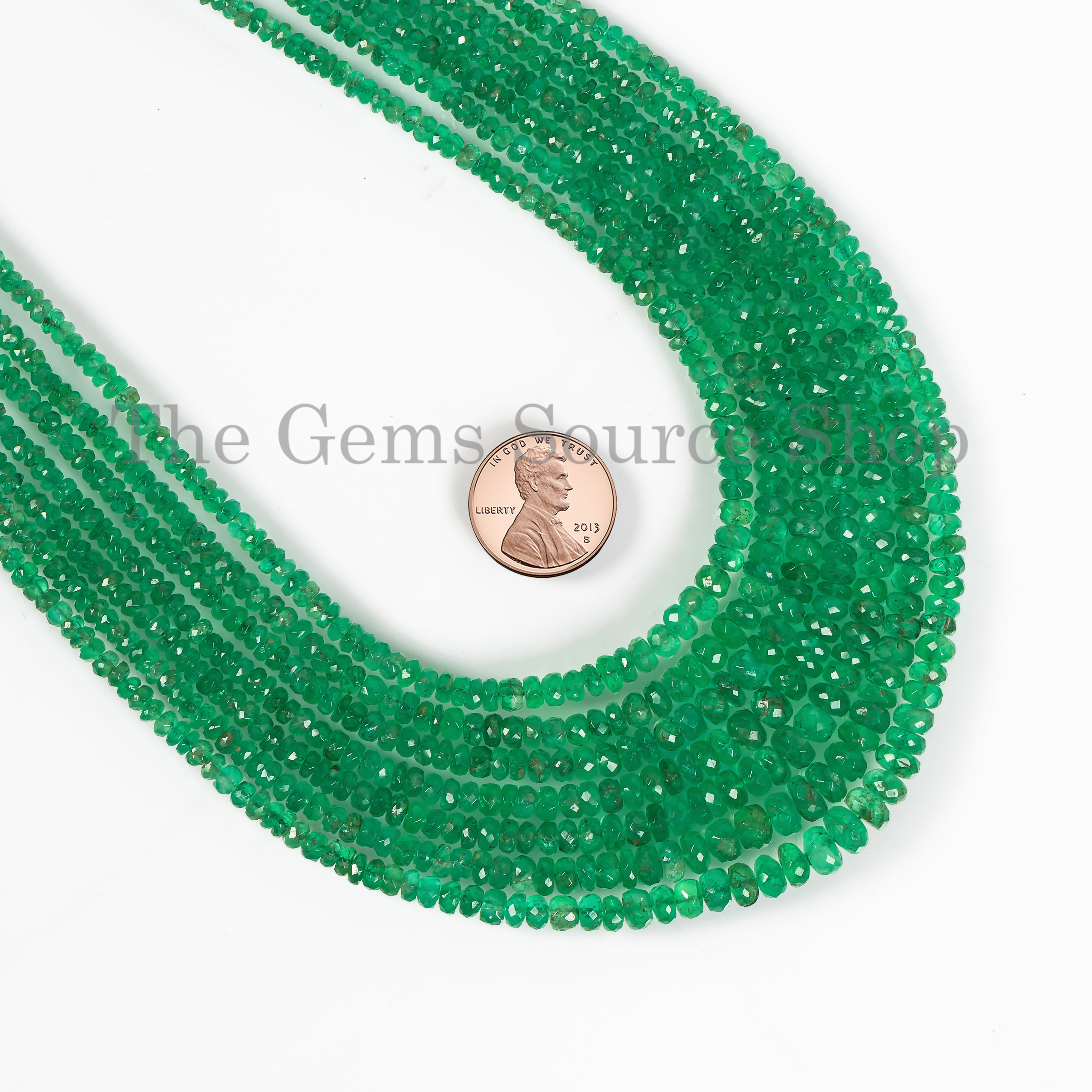 7 Lines Colombian Emerald Faceted Rondelle Gemstone Beaded Necklace TGS-4608