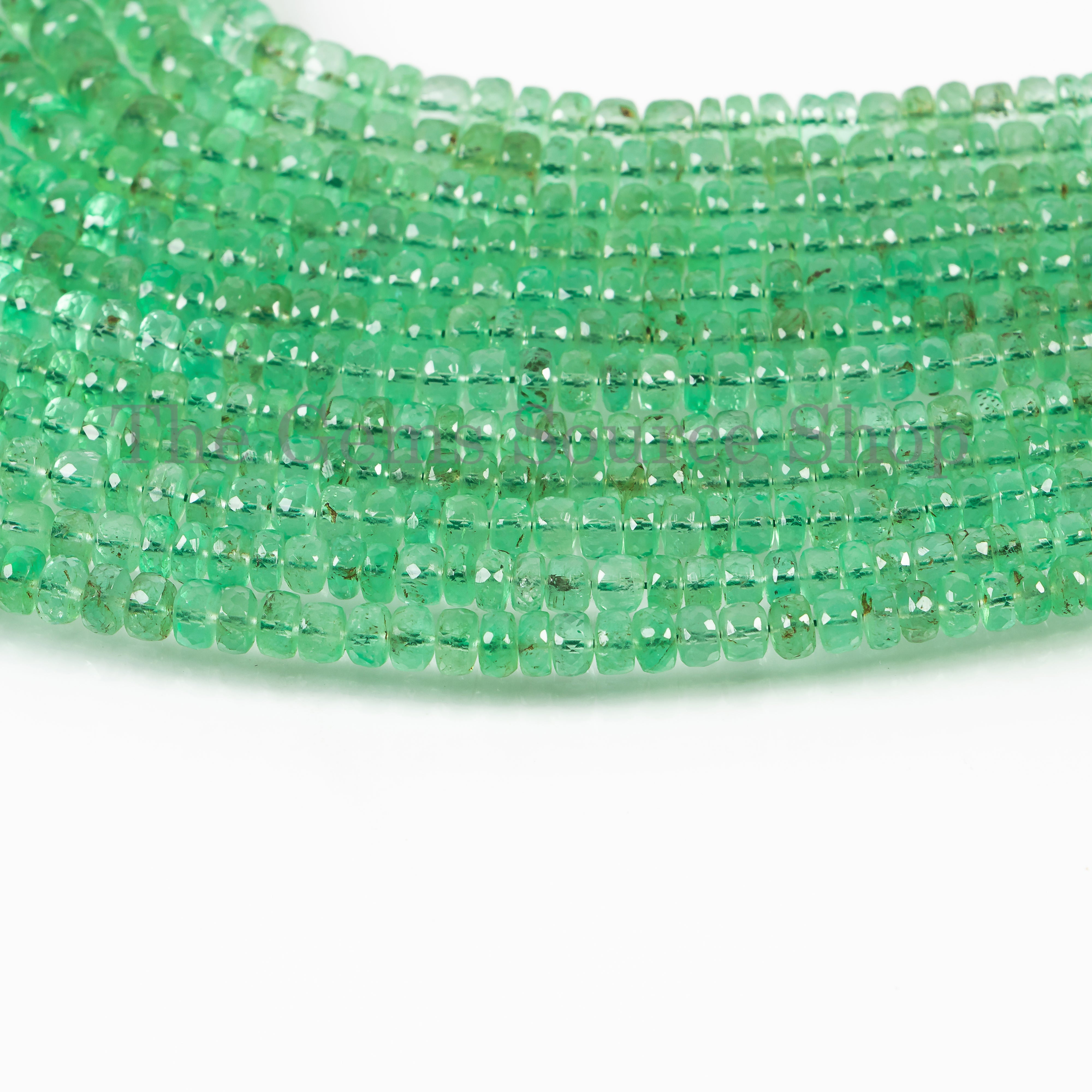 AAA Quality Colombian Emerald faceted rondelle necklace For Women TGS-4618