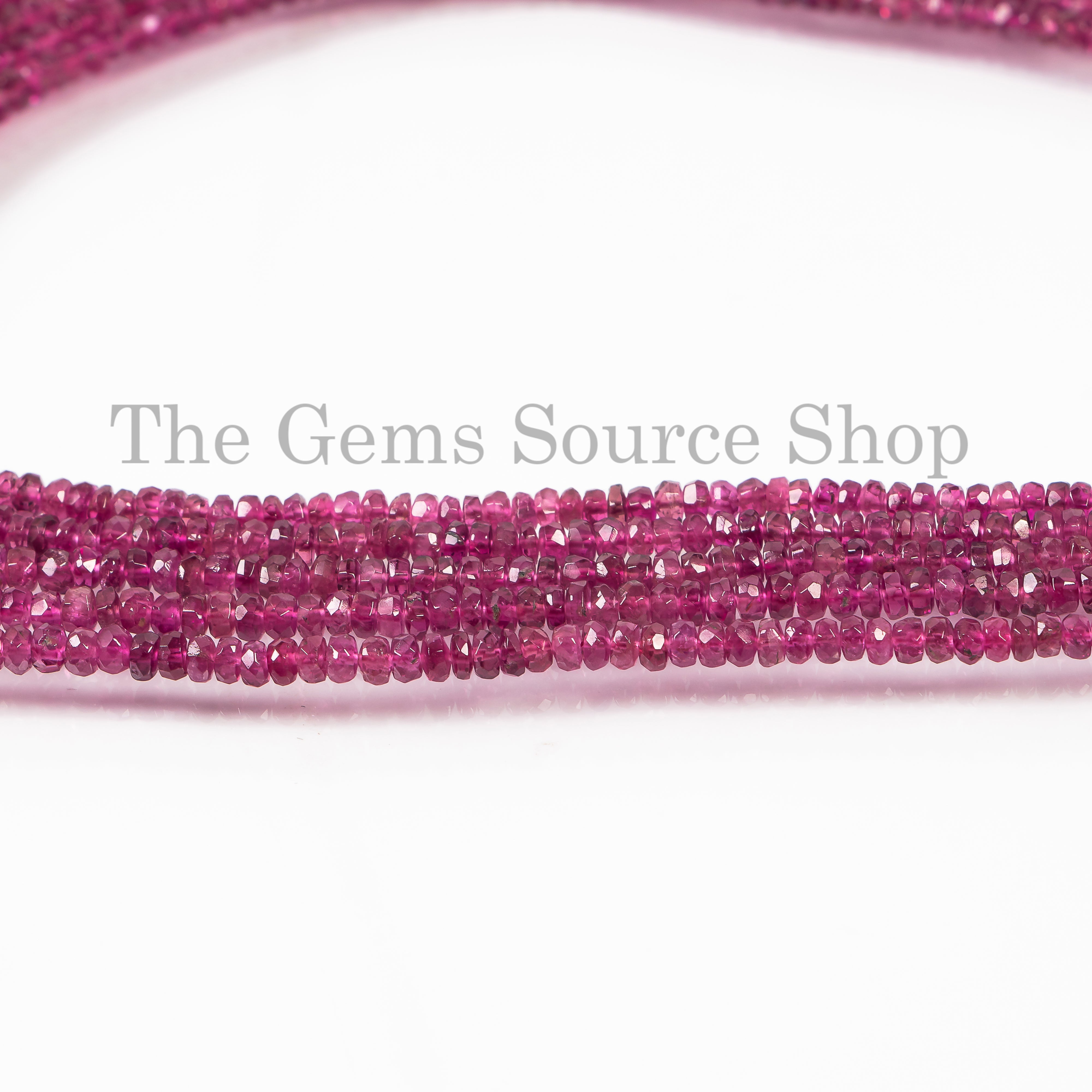 Stunning Pink Tourmaline Faceted Rondelle Shape Beaded Necklace TGS-4627