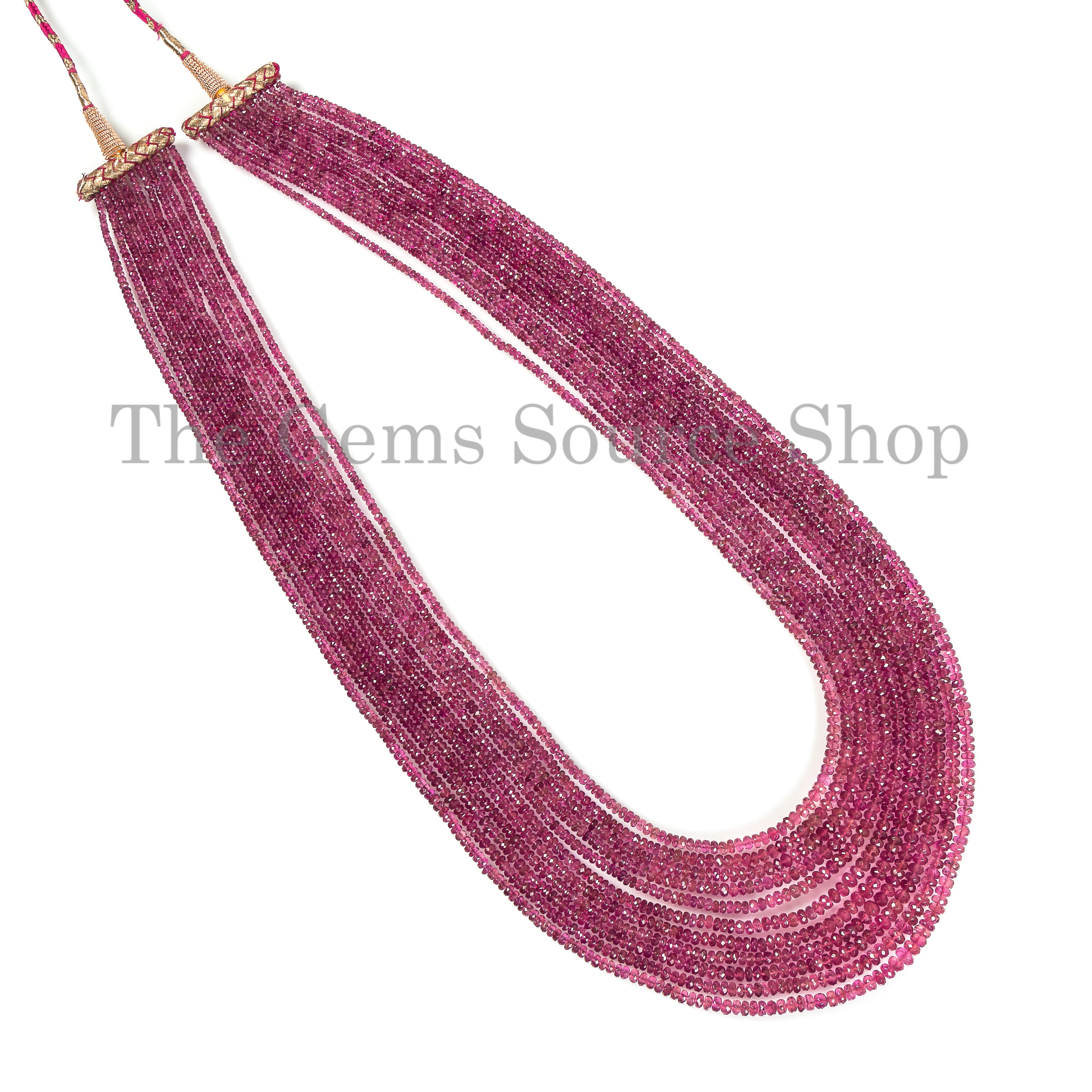 Pink Tourmaline Faceted Rondelle Beaded Necklace Necklace TGS-4630