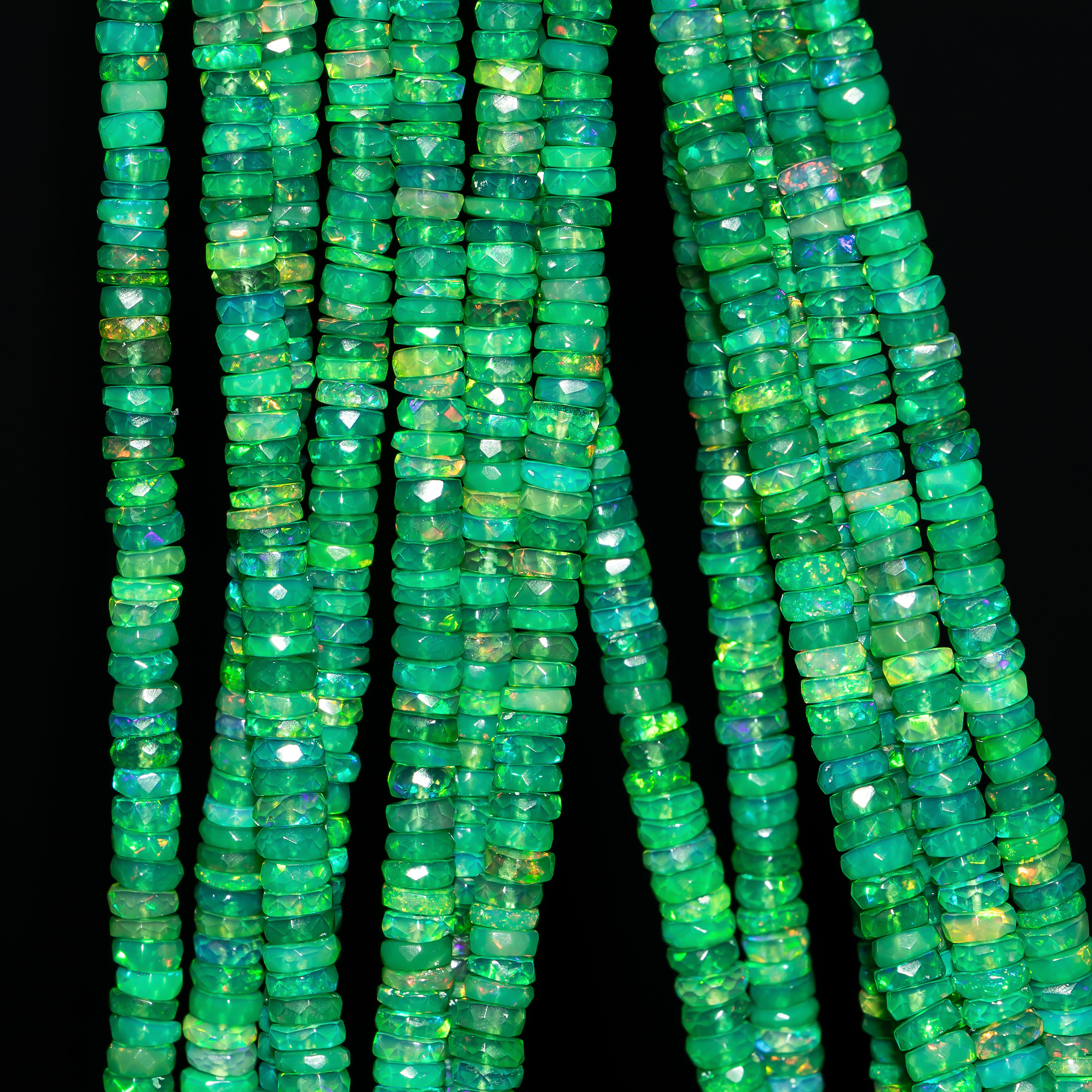 4-6 mm Green Opal Faceted Tyre Shape Gemstone Jewelry Making Beads TGS-4605