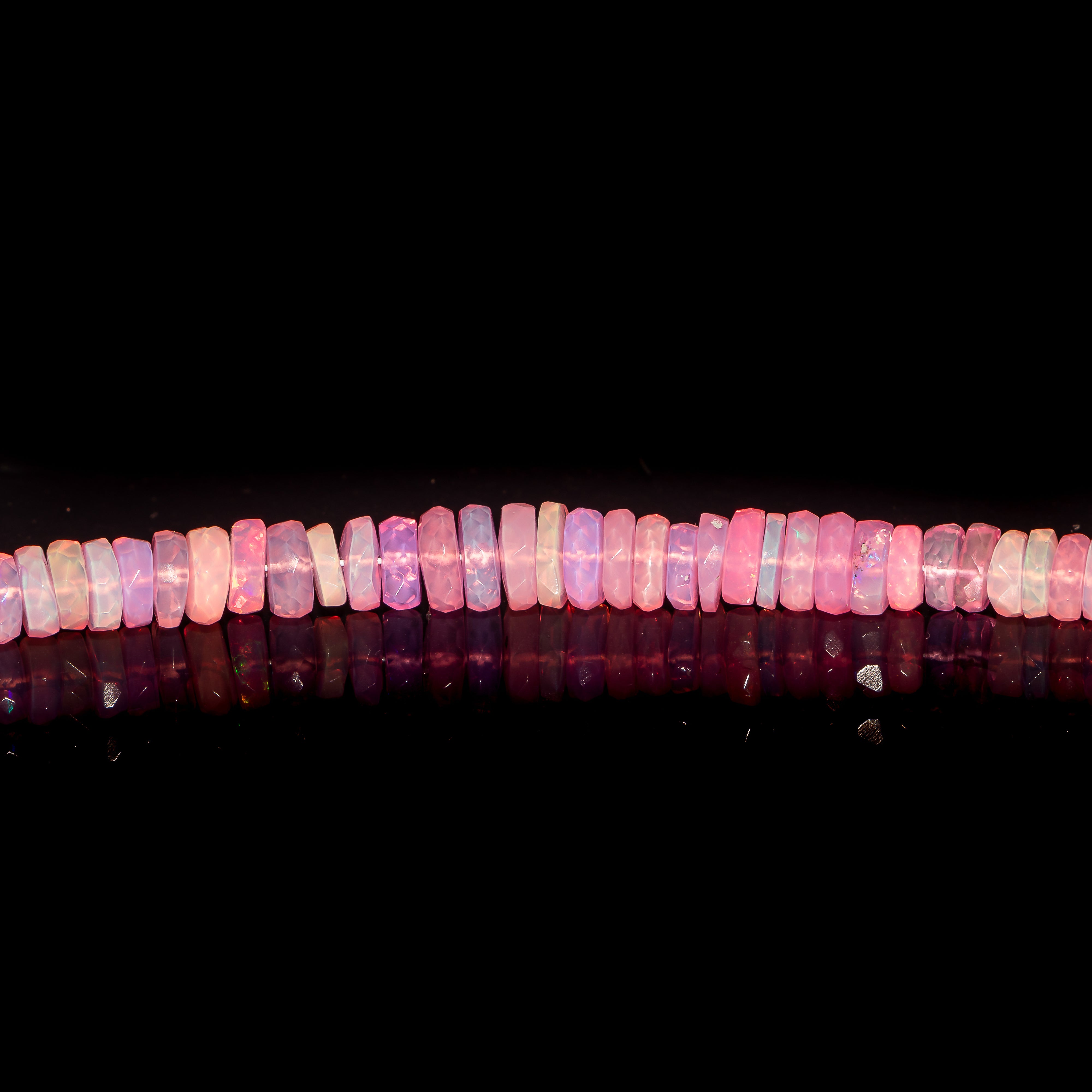 4-6mm Pink Opal Faceted Tyre Gemstone Center Drill Beads TGS-4603