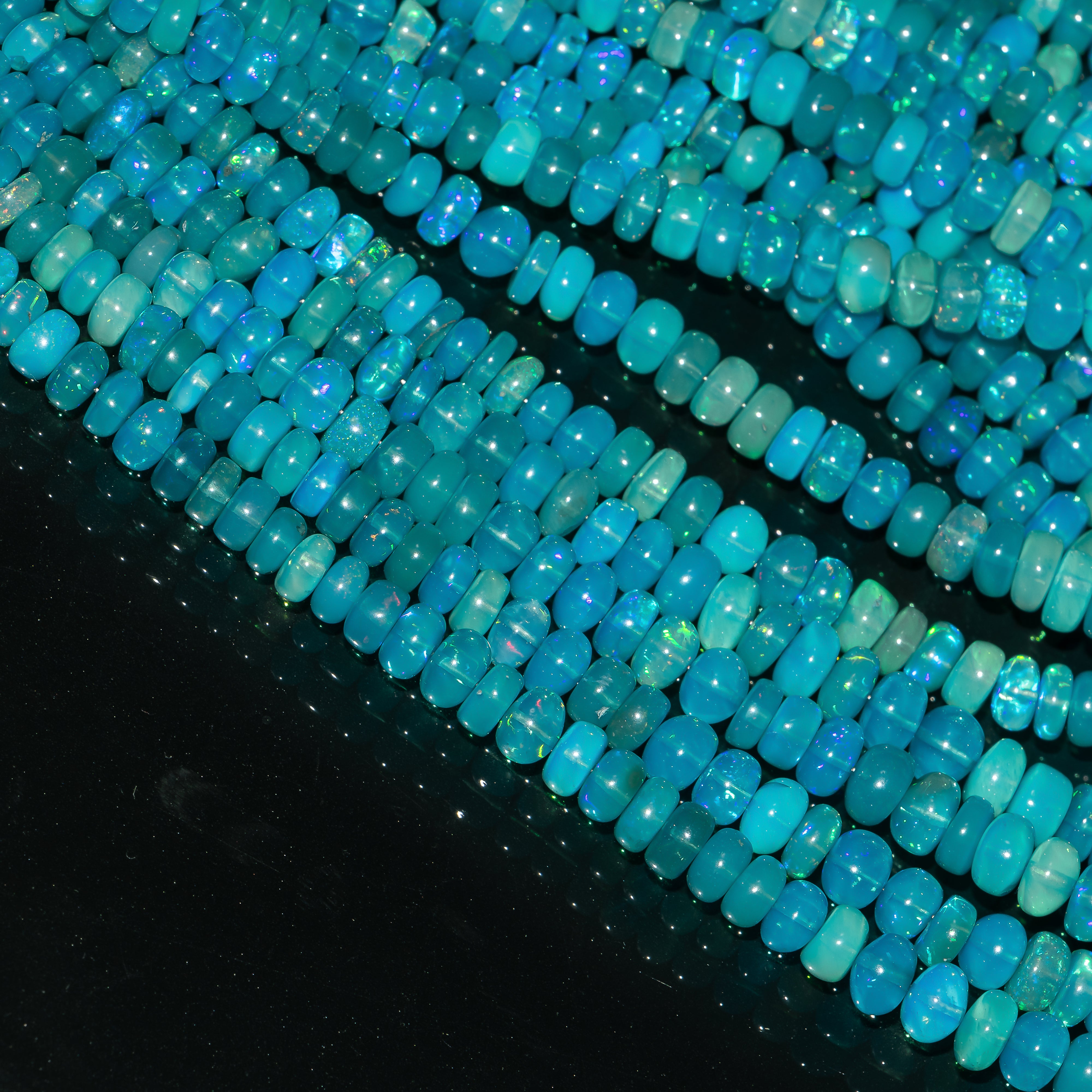 Paraiba Opal 5.5-8 mm Smooth Rondelle Shape Beads For Jewelry TGS-4643